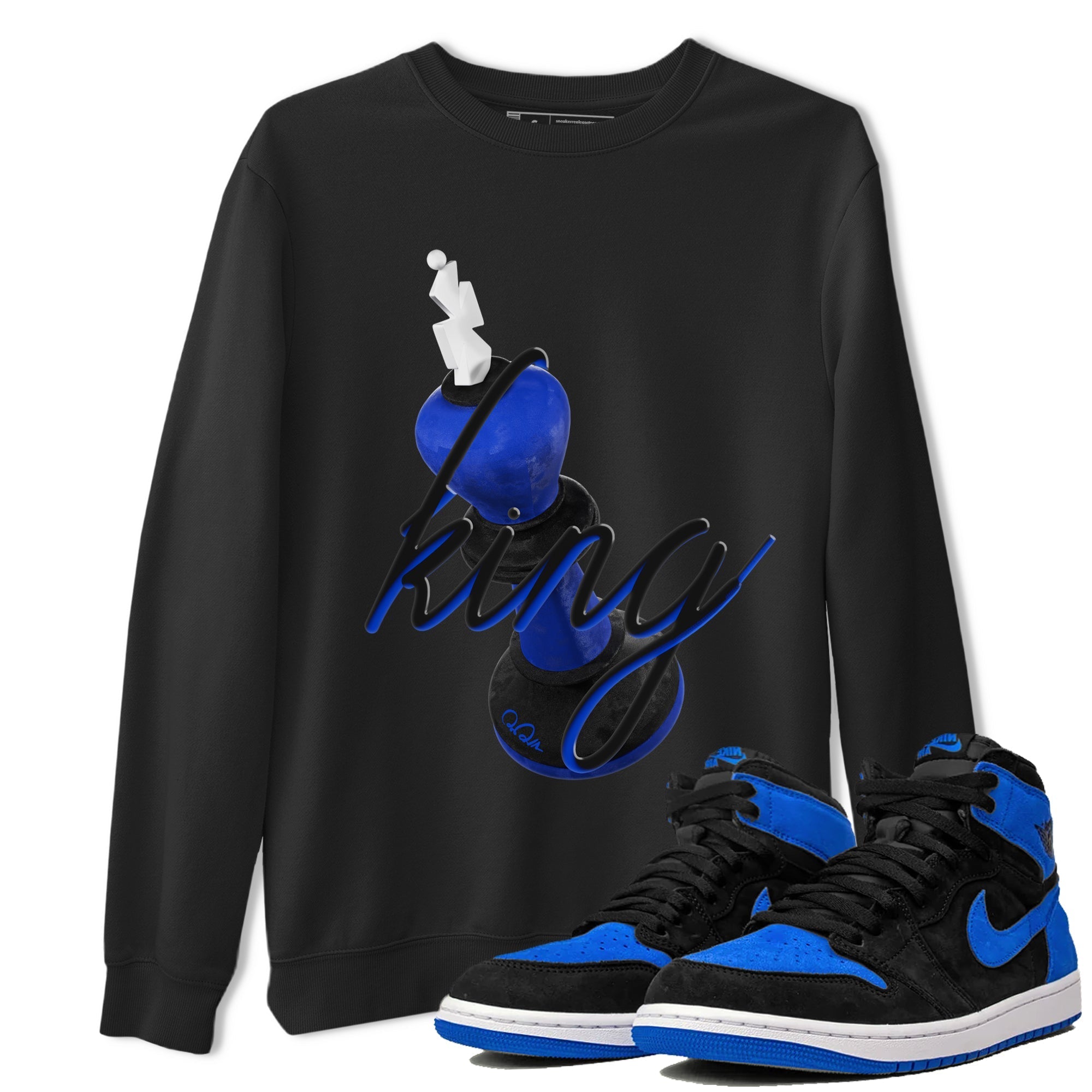 Air Jordan 1 Royal Reimagined shirt to match jordans 3D King sneaker tees AJ1 OG HIGH Royal Reimagined Drip Gear Zone Unisex Sneaker Tees and Sneaker Match T-Shirt Black 1 T-Shirt