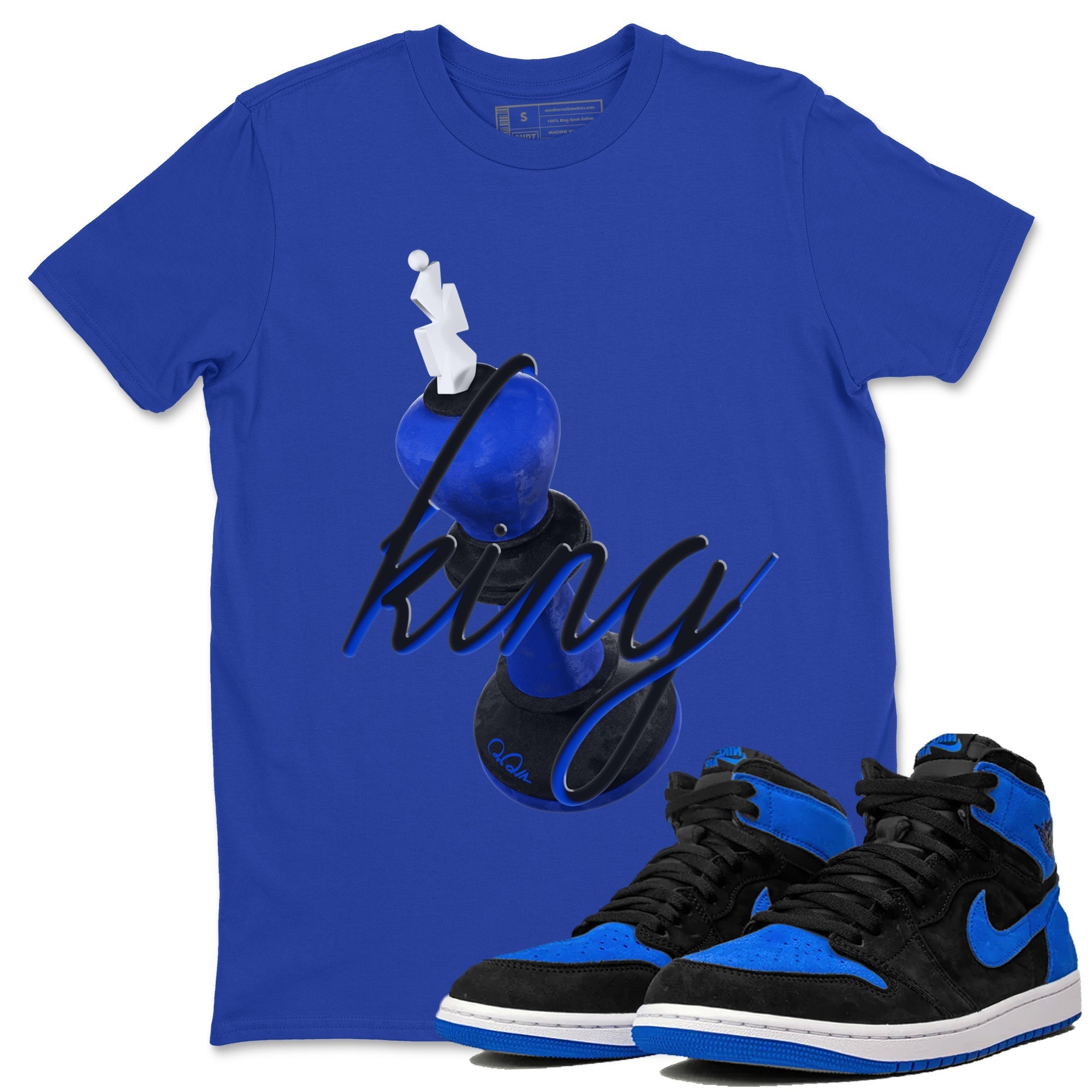 Air Jordan 1 Royal Reimagined shirt to match jordans 3D King sneaker tees AJ1 OG HIGH Royal Reimagined Drip Gear Zone Unisex Sneaker Tees and Sneaker Match T-Shirt Royal Blue 1 T-Shirt