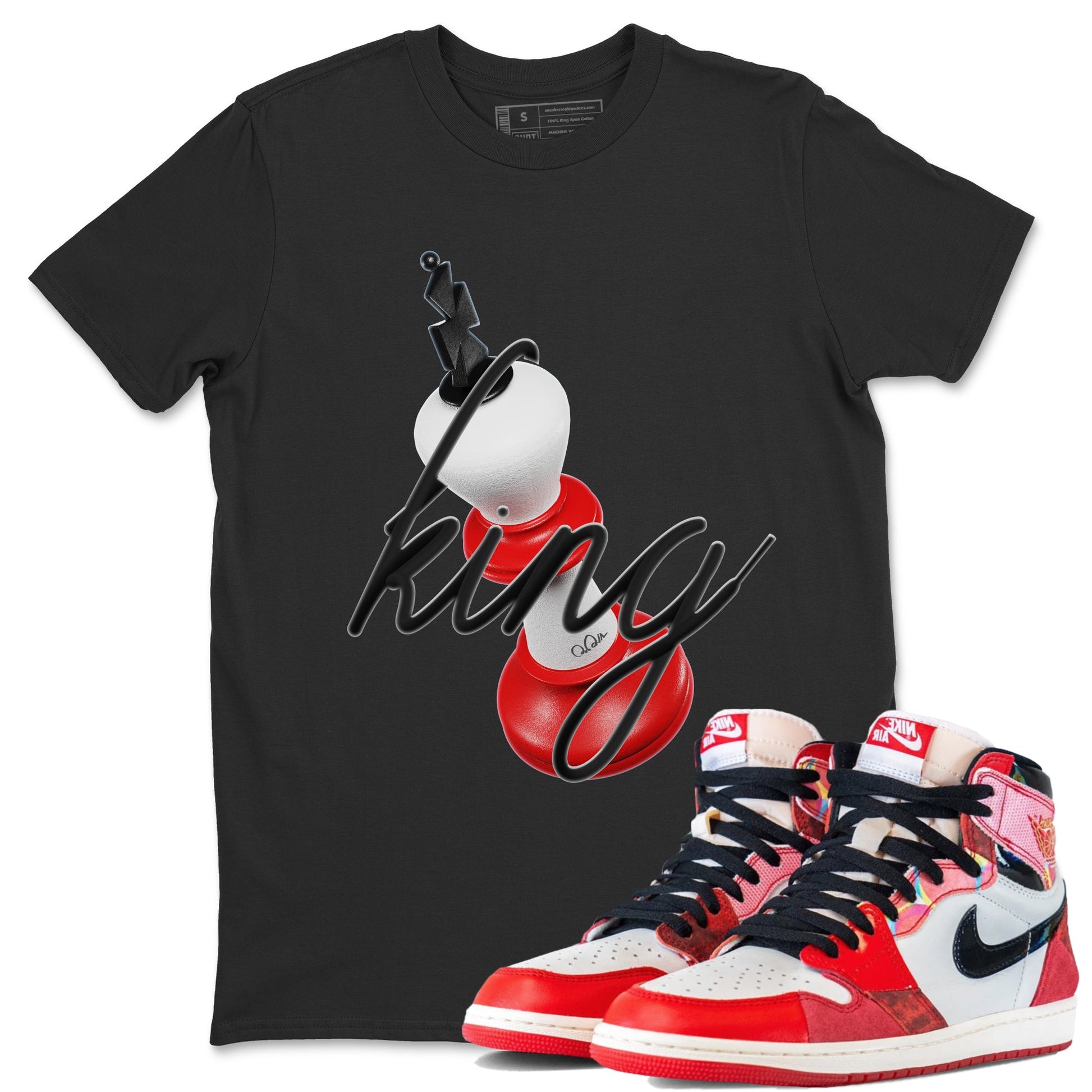 Air Jordan 1 Spider Man Sneaker Match Tees 3D King Sneaker Release Tees AJ1 Spider Man Sneaker Release Tees Unisex Shirts Black 1