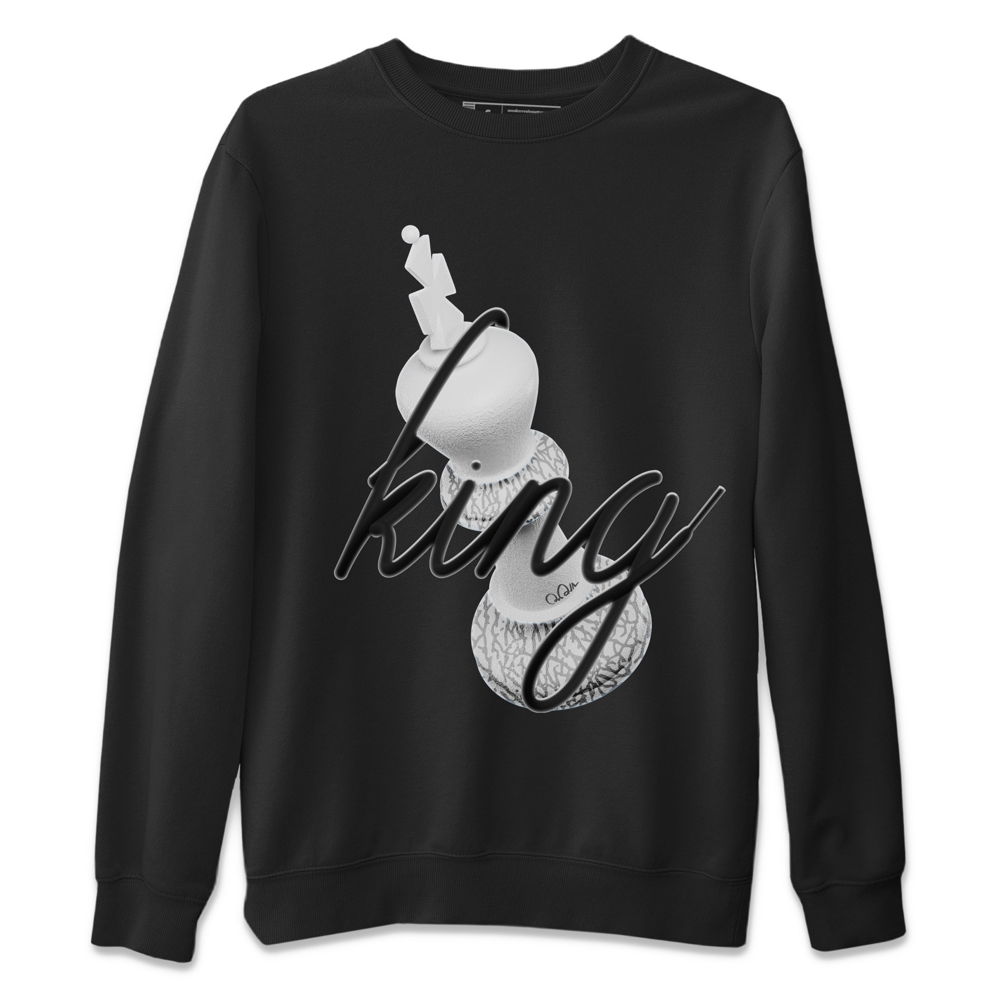 Air Jordan 1 White Cement Sneaker Match Tees 3D King Streetwear Sneaker Shirt AJ1 White Cement Sneaker Release Tees Unisex Shirts Black 2