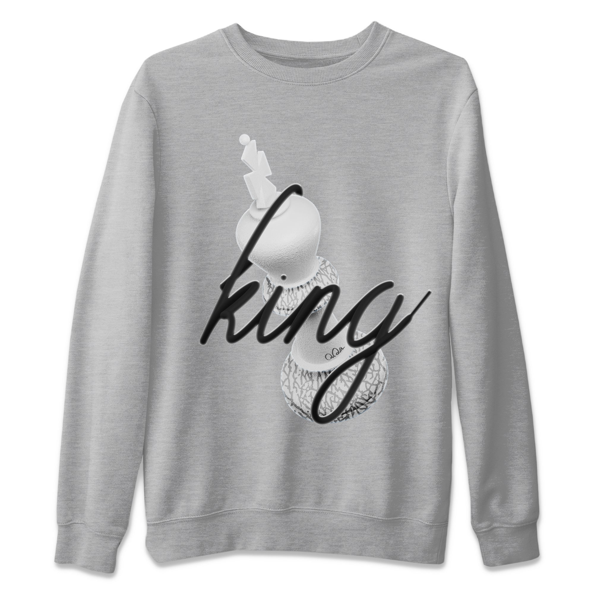 Air Jordan 1 White Cement Sneaker Match Tees 3D King Streetwear Sneaker Shirt AJ1 White Cement Sneaker Release Tees Unisex Shirts Heather Grey 2
