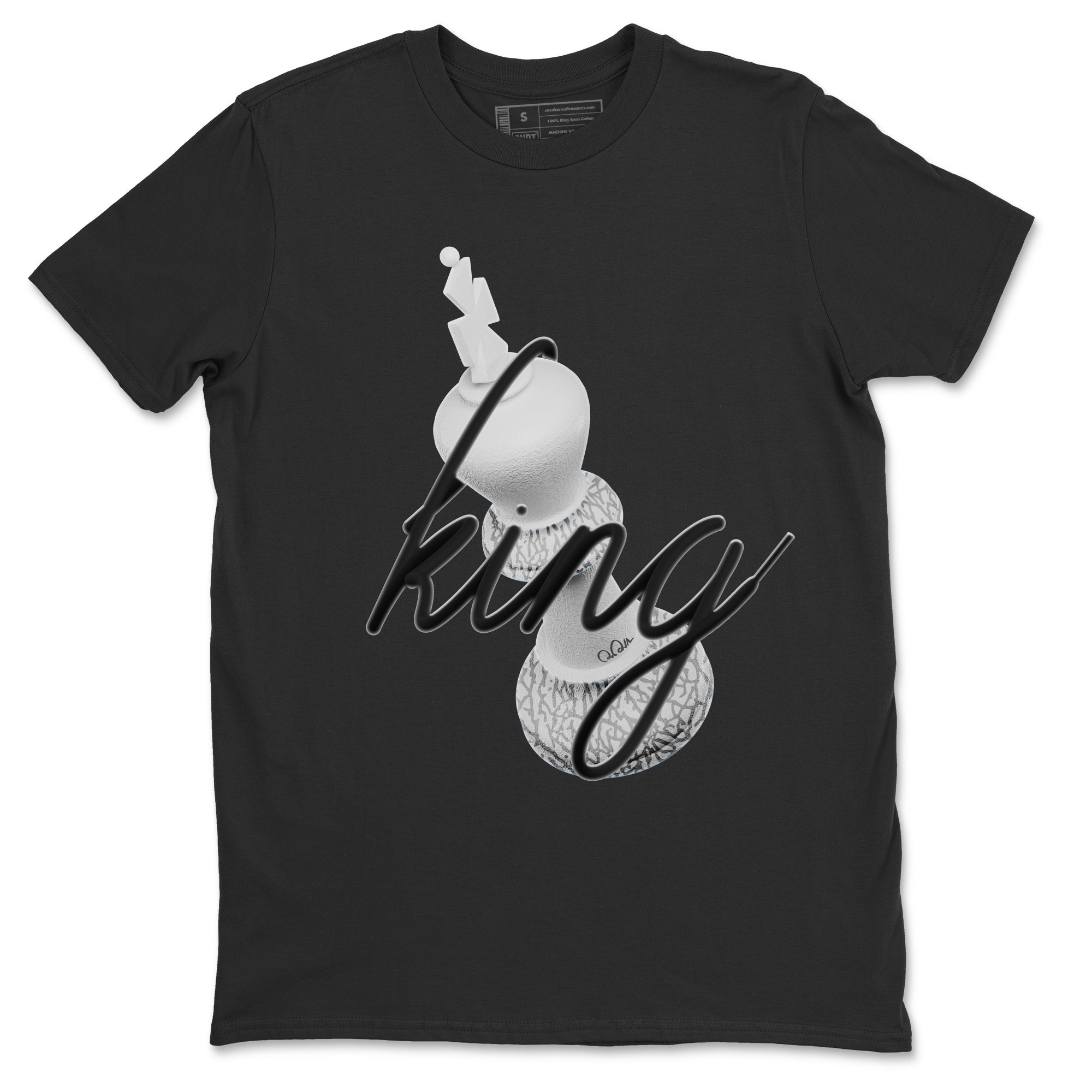 Air Jordan 1 White Cement Sneaker Match Tees 3D King Streetwear Sneaker Shirt AJ1 White Cement Sneaker Release Tees Unisex Shirts Black 2