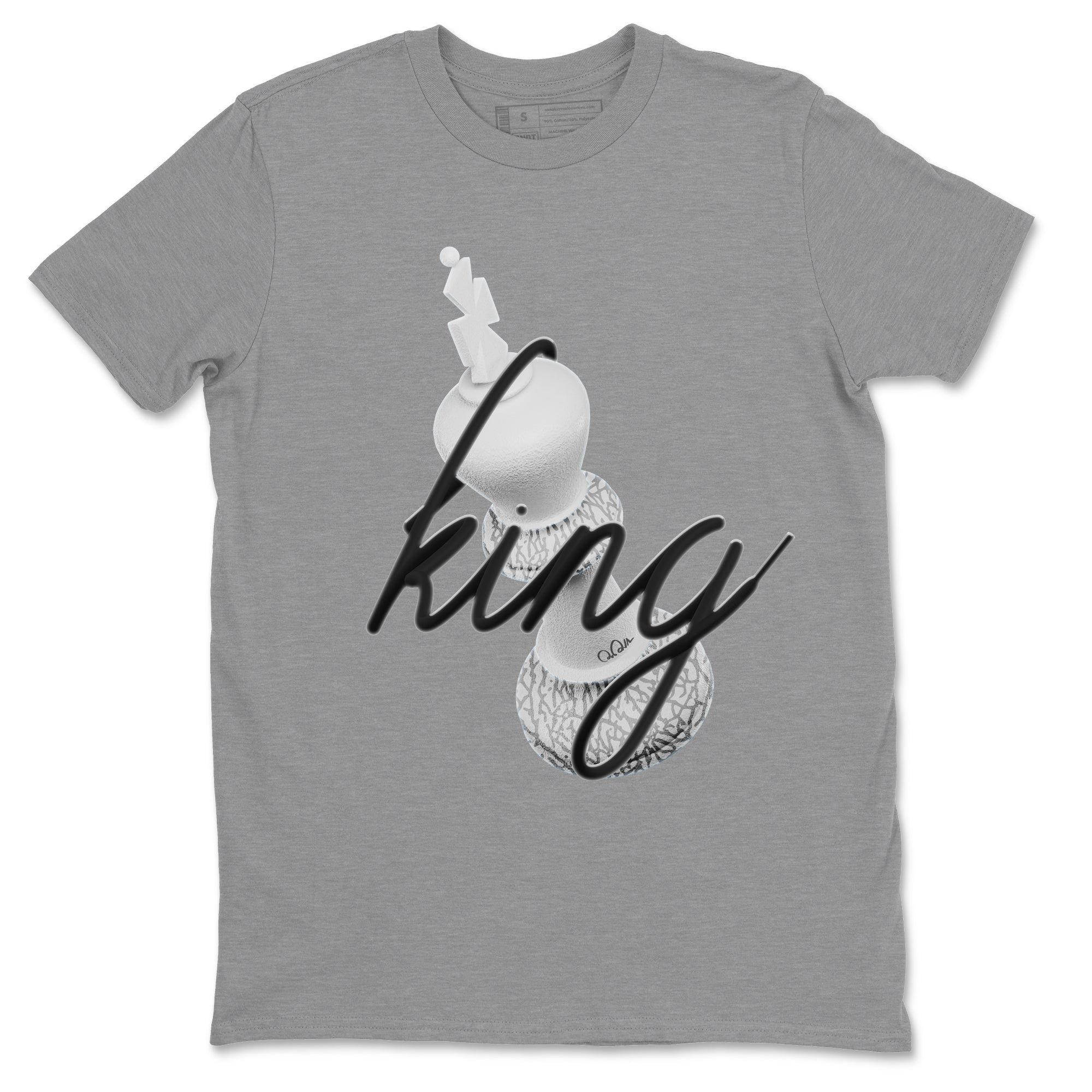 Air Jordan 1 White Cement Sneaker Match Tees 3D King Streetwear Sneaker Shirt AJ1 White Cement Sneaker Release Tees Unisex Shirts Heather Grey 2
