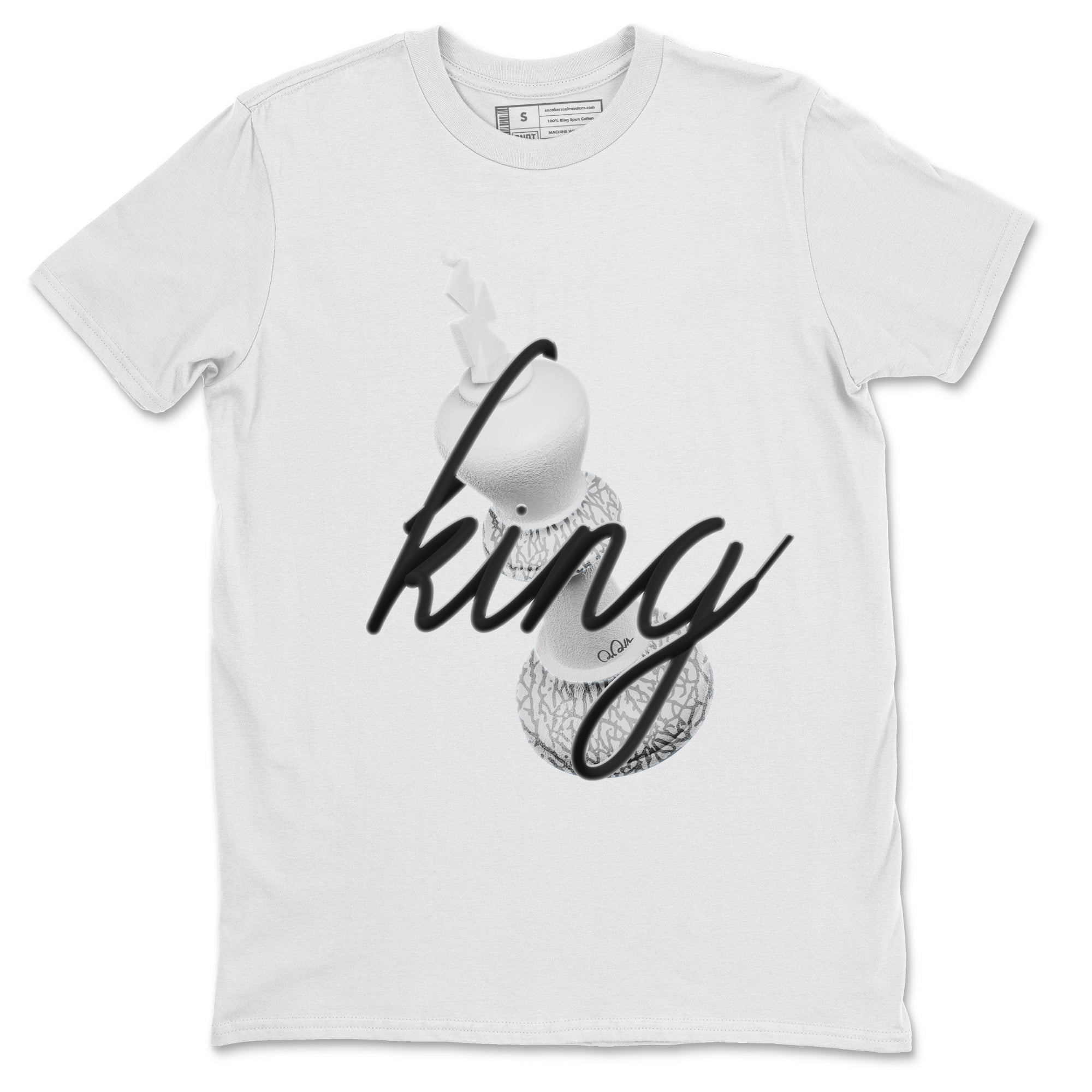 Air Jordan 1 White Cement Sneaker Match Tees 3D King Streetwear Sneaker Shirt AJ1 White Cement Sneaker Release Tees Unisex Shirts White 2