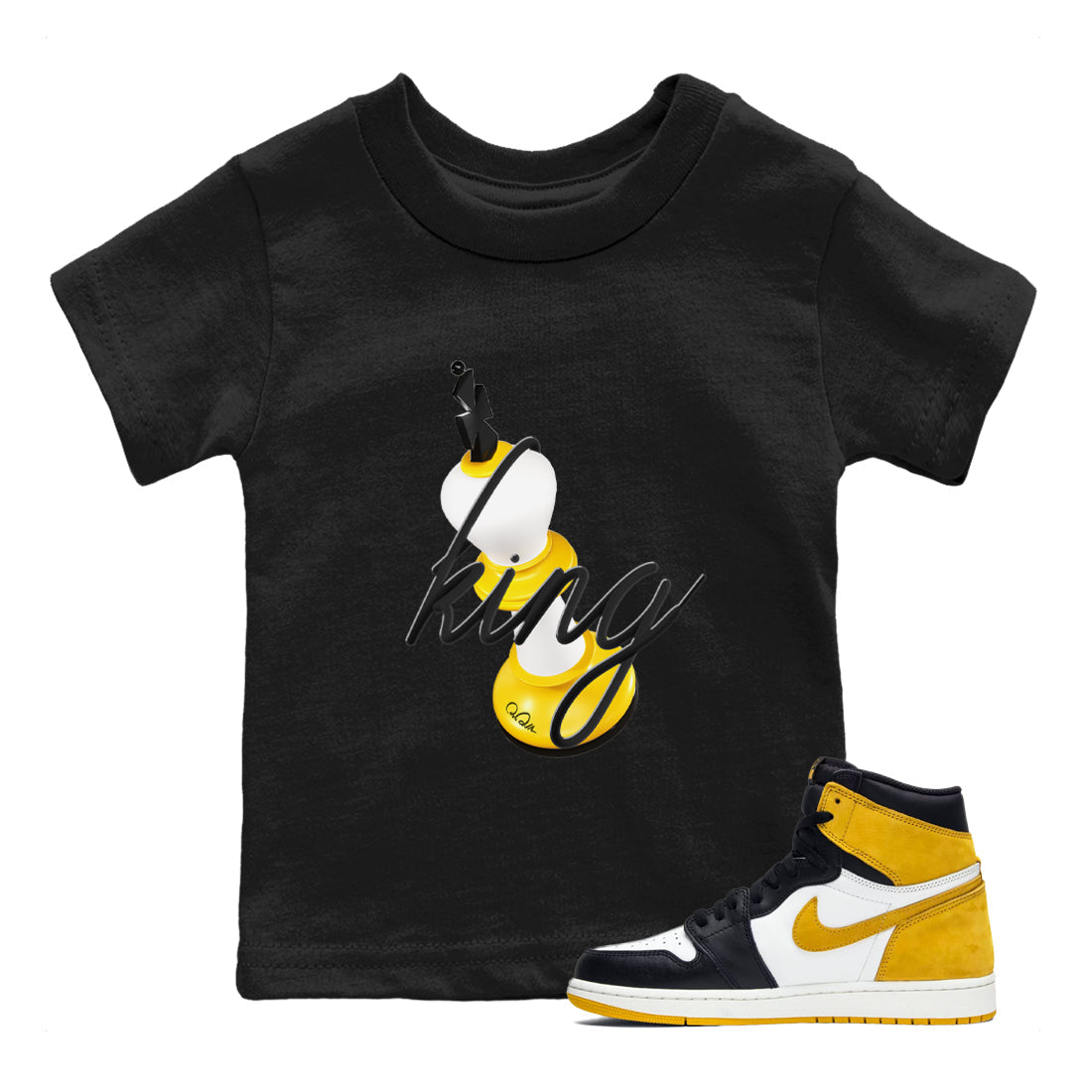 1s Yellow Ochre shirt to match jordans 3D King sneaker tees streetwear brand Air Jordan 1 Yellow Ochre Drip Gear Zone Brand baby toddler Black 1 cotton Shirt
