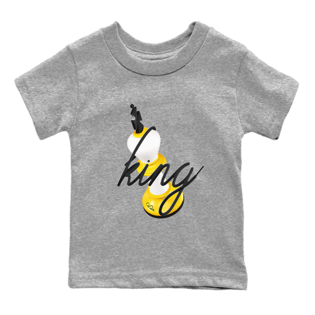 1s Yellow Ochre shirt to match jordans 3D King sneaker tees streetwear brand Air Jordan 1 Yellow Ochre Drip Gear Zone Brand baby toddler Heather Grey 2 cotton Shirt