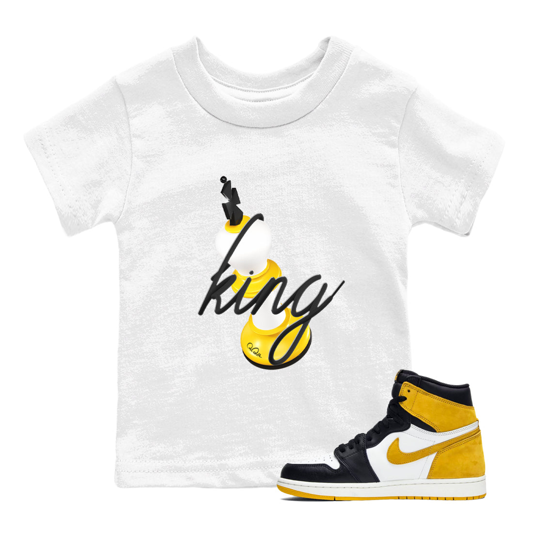 1s Yellow Ochre shirt to match jordans 3D King sneaker tees streetwear brand Air Jordan 1 Yellow Ochre Drip Gear Zone Brand baby toddler White 1 cotton Shirt