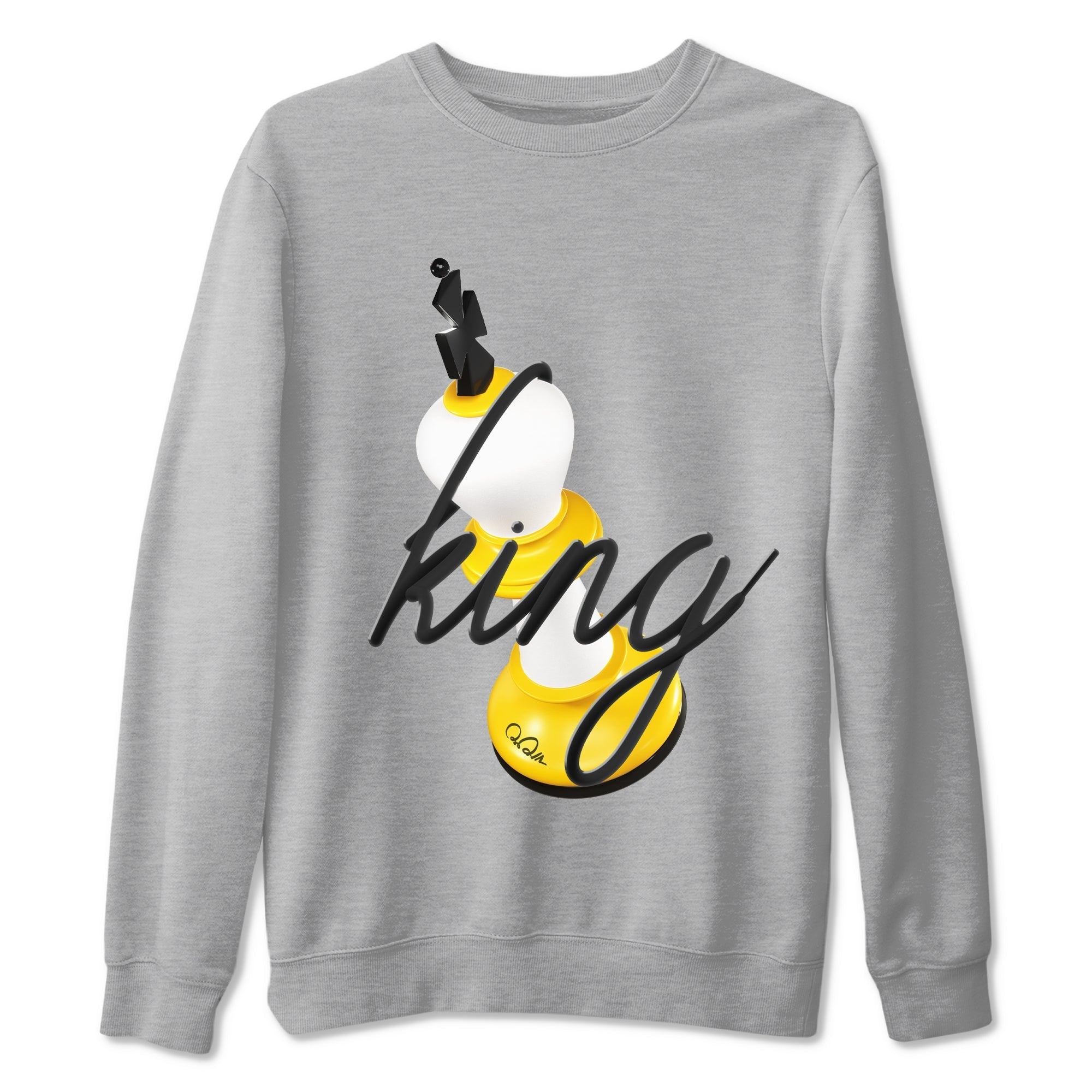 1s Yellow Ochre shirt to match jordans 3D King sneaker tees streetwear brand Air Jordan 1 Yellow Ochre Drip Gear Zone Brand unisex cotton Heather Grey 2 crew neck shirt