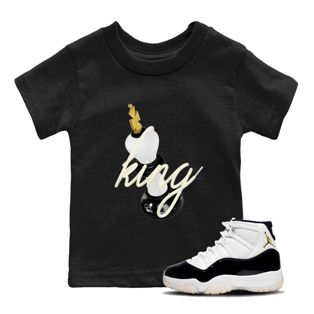 11s Gratitude shirt to match jordans 3D King sneaker tees Air Jordan 11 Gratitude Drip Gear Zone Baby Toddler Black 1 T-Shirt