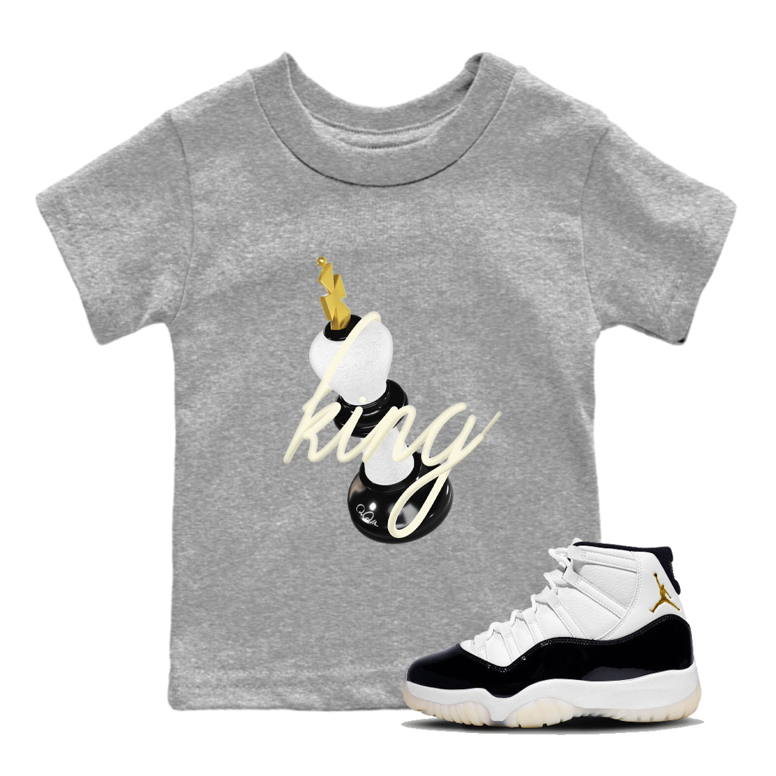 11s Gratitude shirt to match jordans 3D King sneaker tees Air Jordan 11 Gratitude Drip Gear Zone Baby Toddler Heather Grey 1 T-Shirt