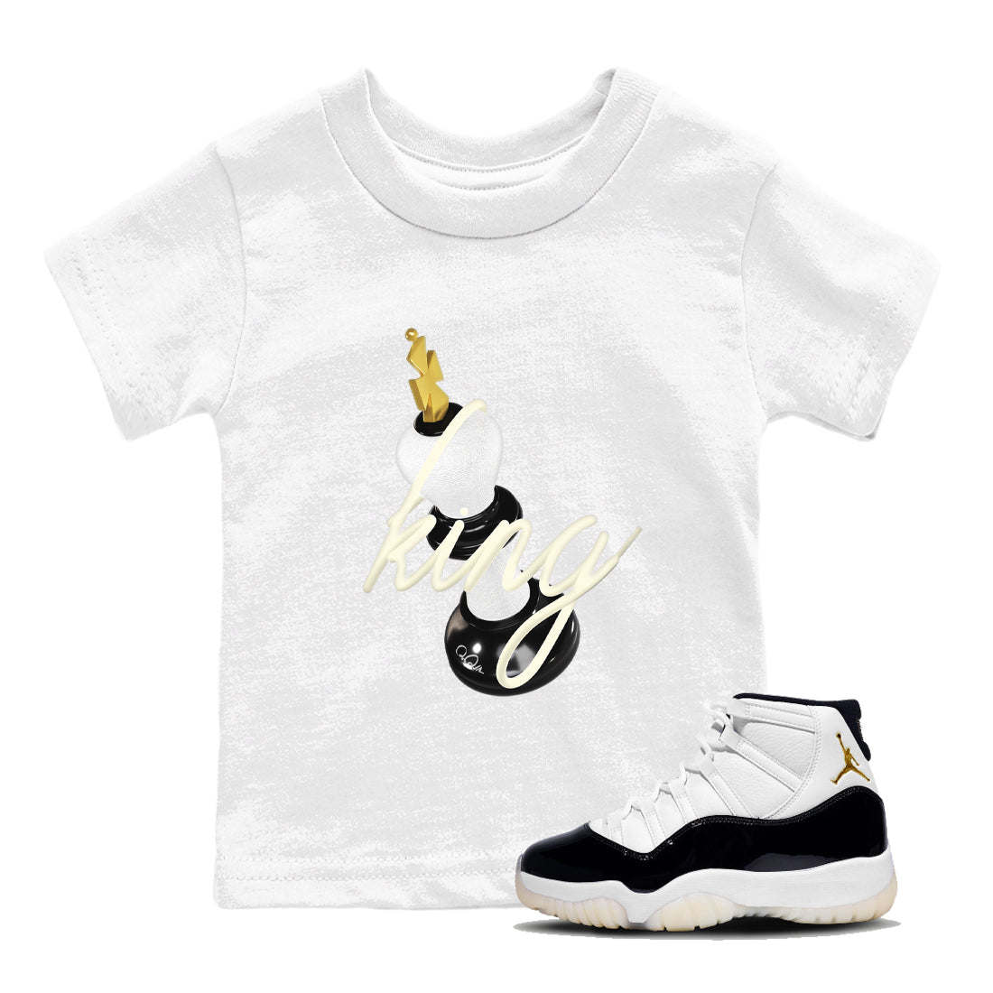 11s Gratitude shirt to match jordans 3D King sneaker tees Air Jordan 11 Gratitude Drip Gear Zone Baby Toddler White 1 T-Shirt