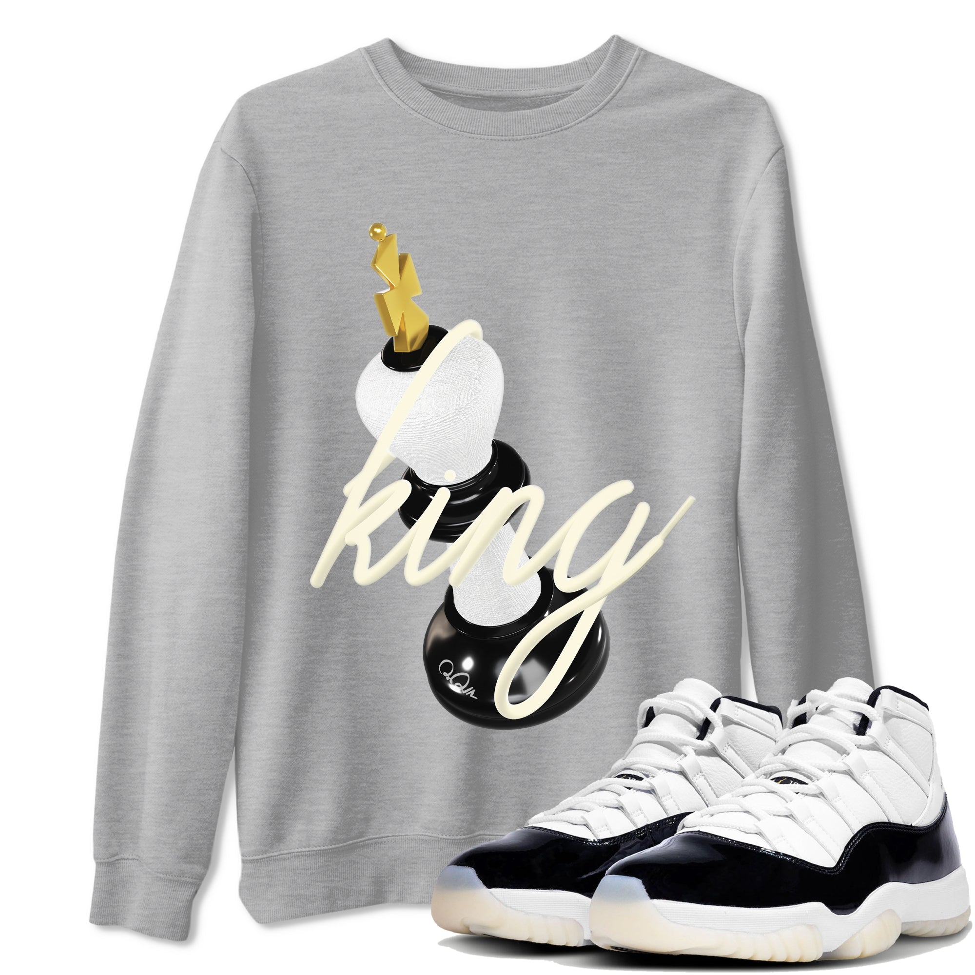 11s Gratitude shirt to match jordans 3D King sneaker tees Air Jordan 11 Gratitude Drip Gear Zone Unisex Heather Grey 1 T-Shirt