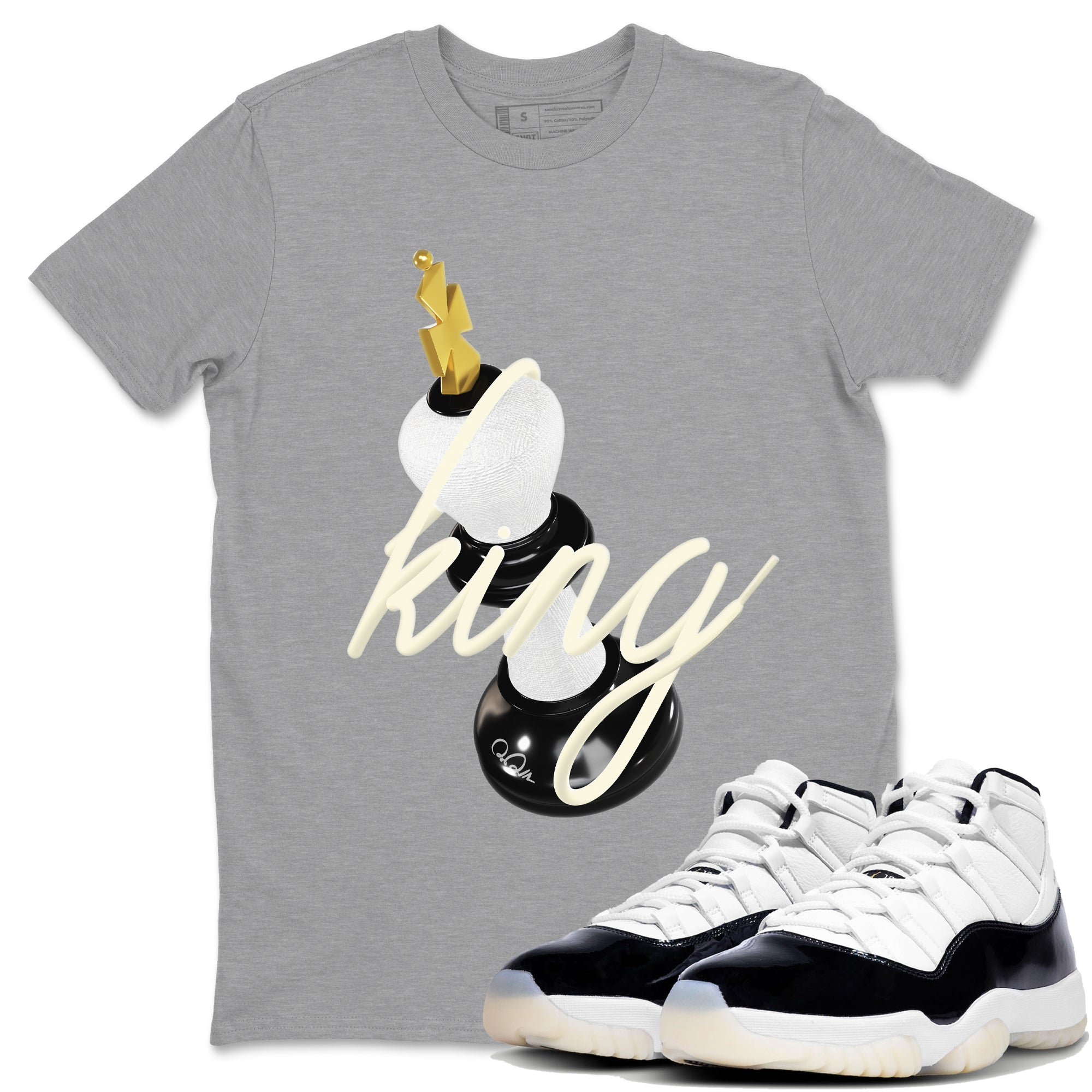 11s Gratitude shirt to match jordans 3D King sneaker tees Air Jordan 11 Gratitude Drip Gear Zone Unisex Heather Grey 1 T-Shirt