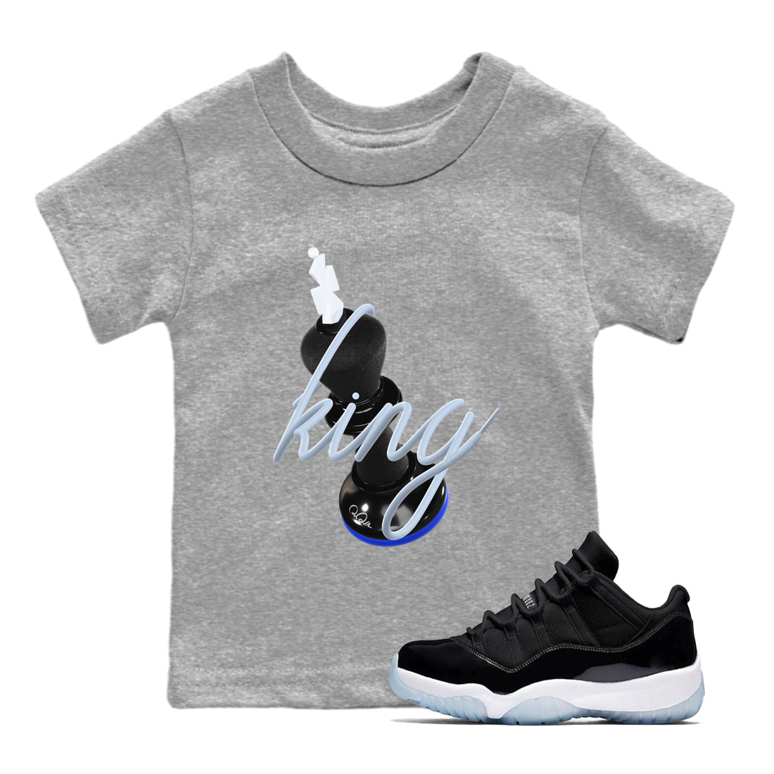 Air Jordan 11 Space shirt to match jordans 3D King sneaker tees AJ11 Space Drip Gear Zone baby toddler Heather Grey 1 cotton Shirt