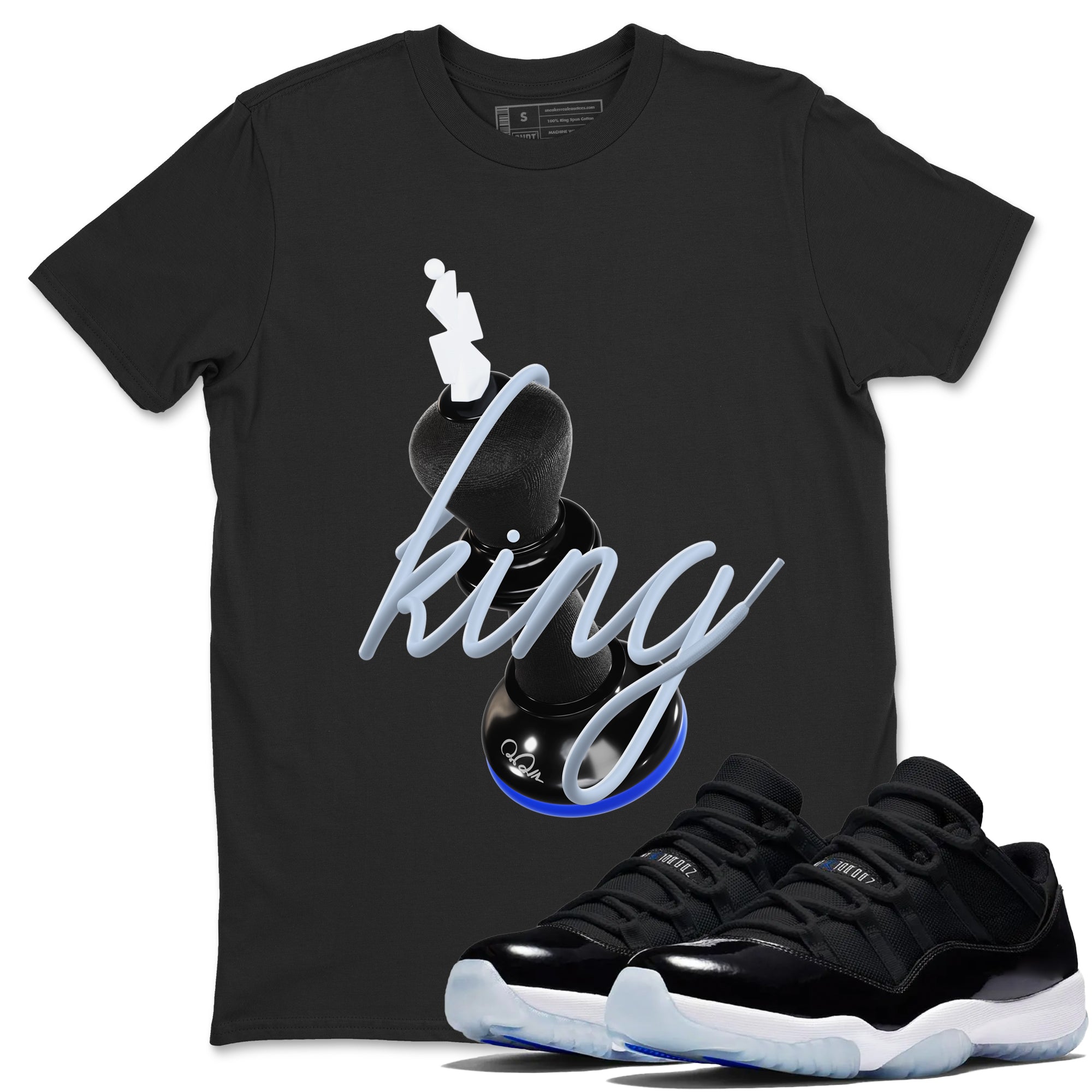 Air Jordan 11 Space shirt to match jordans 3D King sneaker tees AJ11 Space Drip Gear Zone unisex cotton Black 1 crew neck shirt