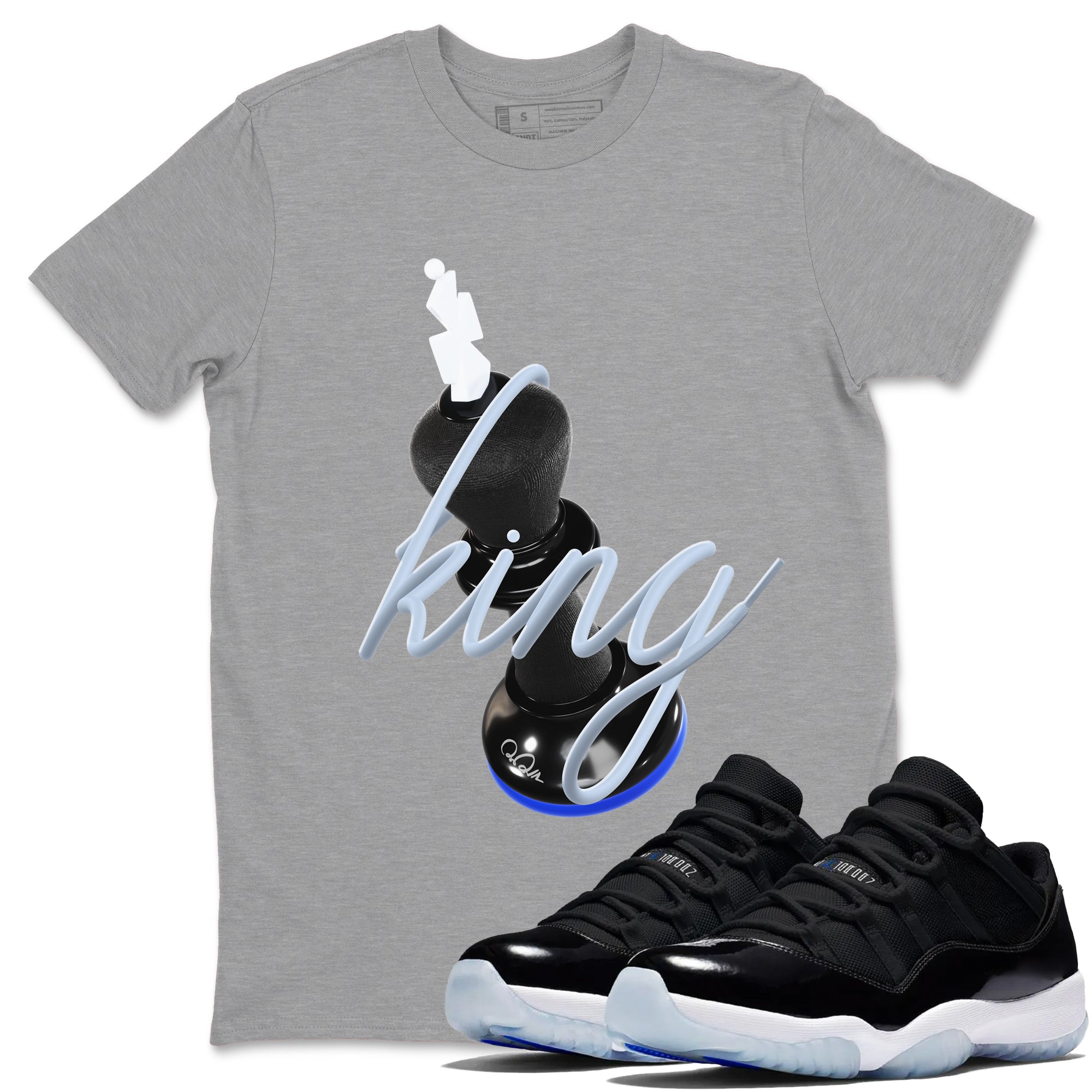 Air Jordan 11 Space shirt to match jordans 3D King sneaker tees AJ11 Space Drip Gear Zone unisex cotton Heather Grey 1 crew neck shirt
