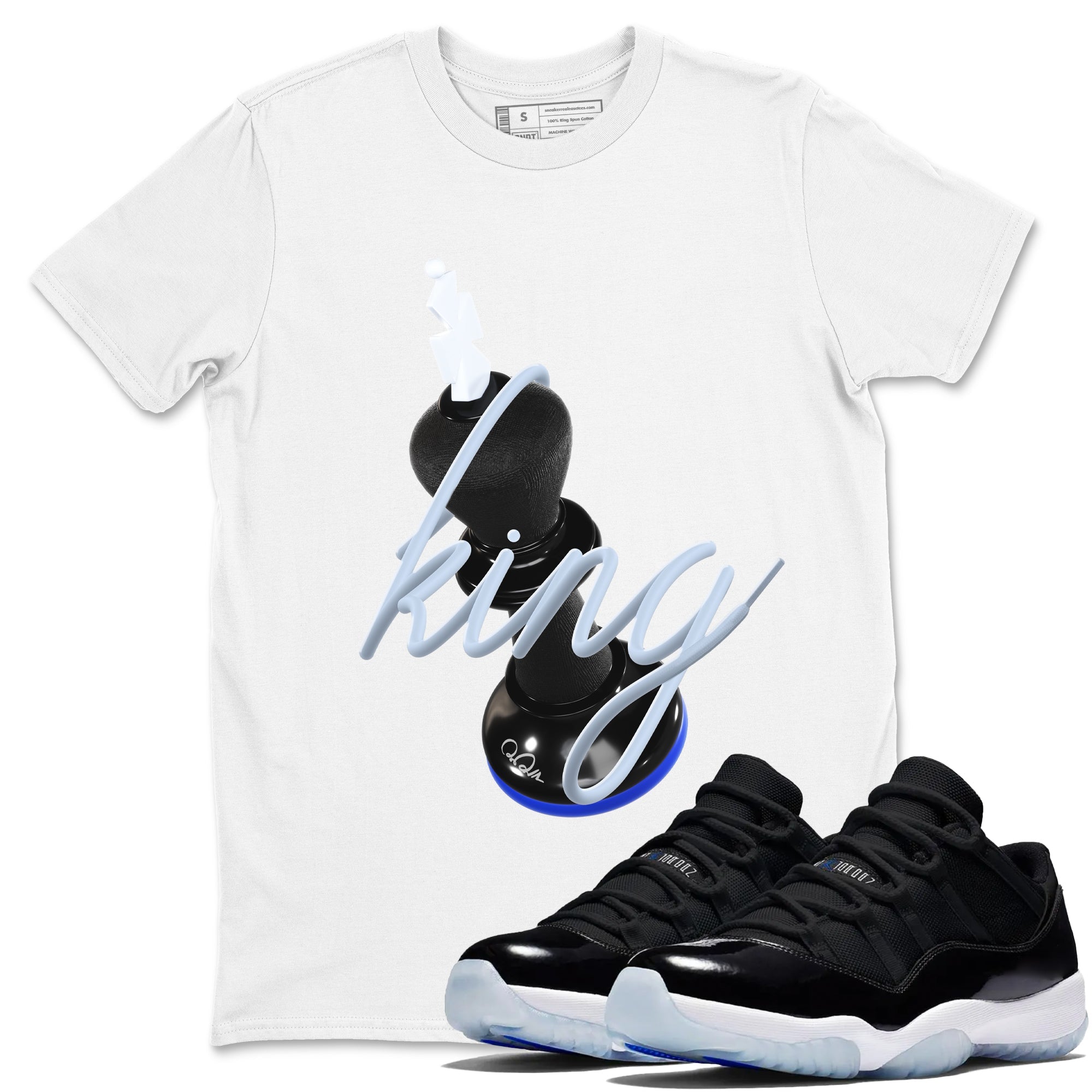 Air Jordan 11 Space shirt to match jordans 3D King sneaker tees AJ11 Space Drip Gear Zone unisex cotton White 1 crew neck shirt