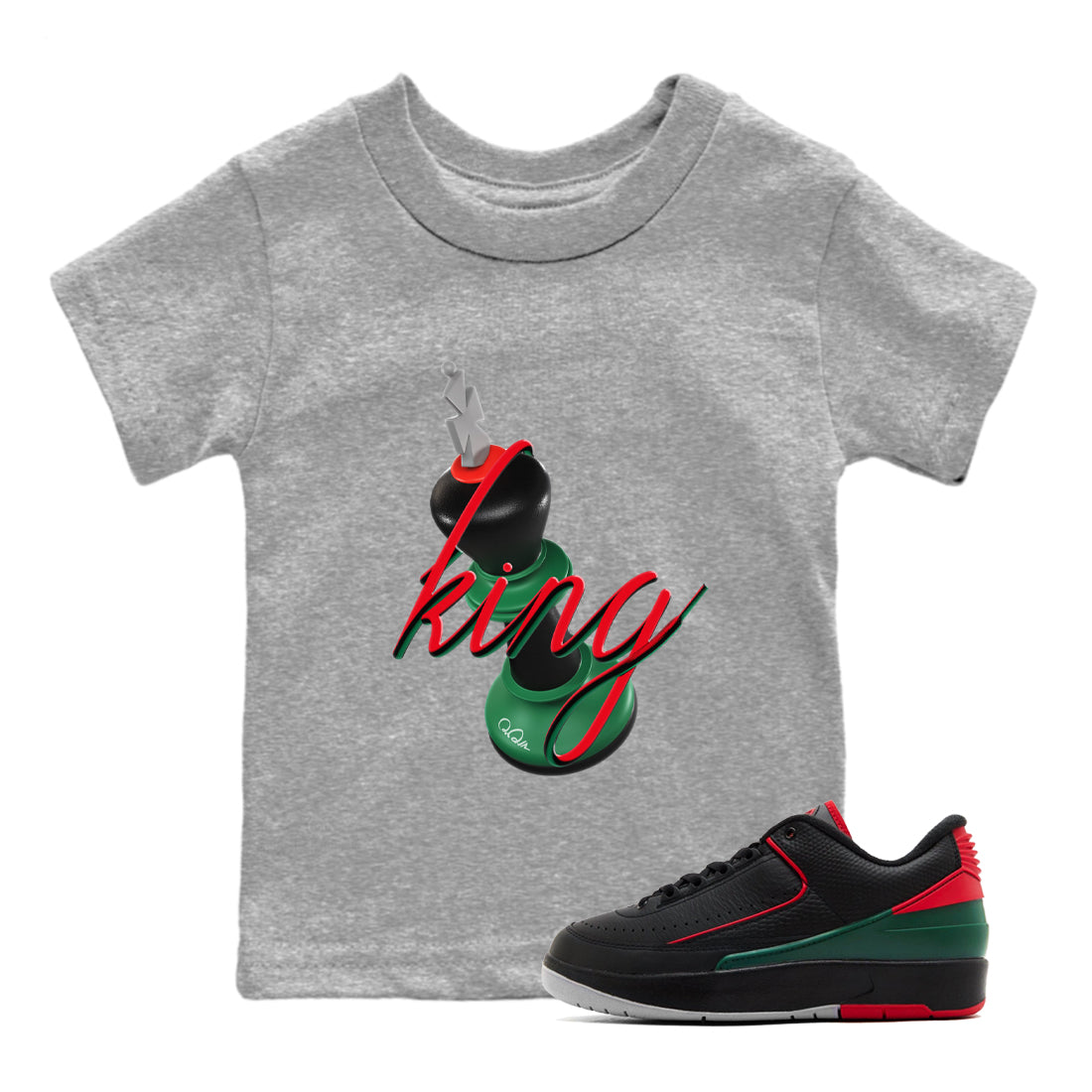 Jordan 2 Low Christmas X-mas Holiday special gift shirt to match jordans 3D King sneaker tees Air Jordan 2 Christmas Drip Gear Zone Baby Toddler Heather Grey 1 T-Shirt