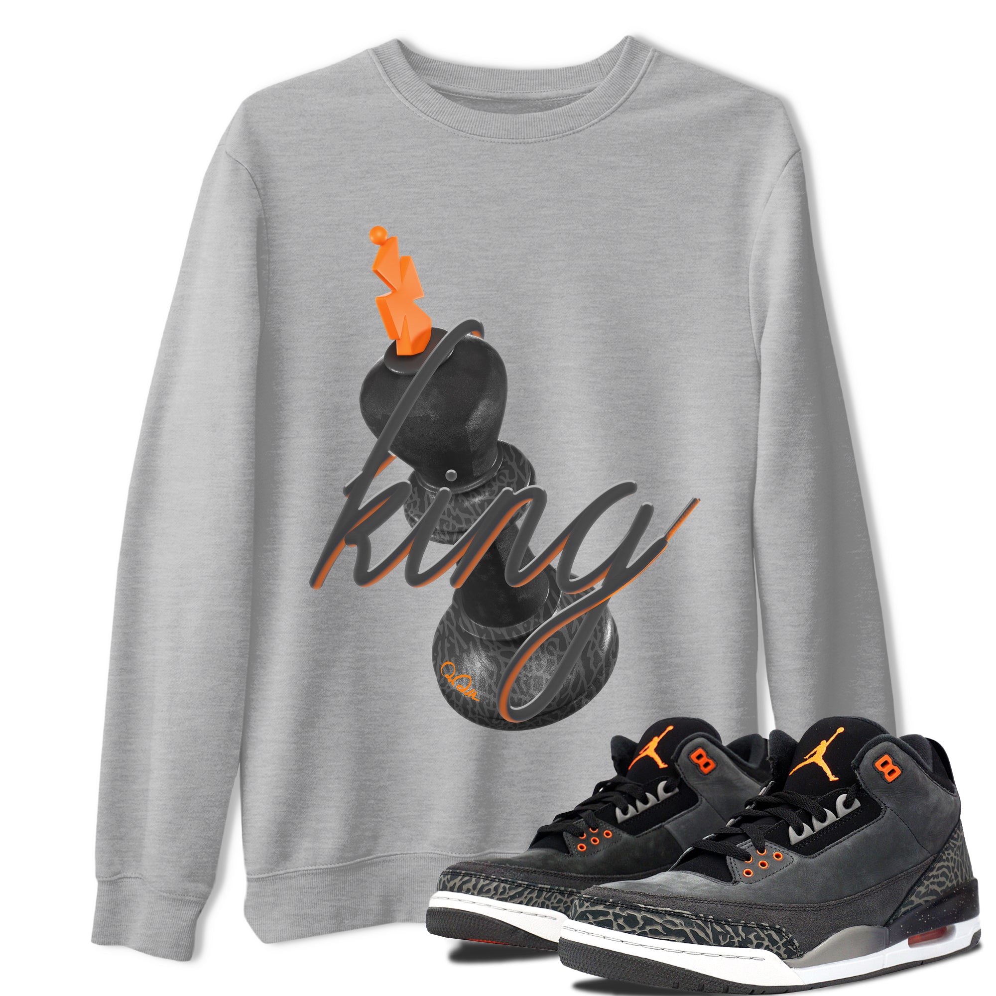 Air Jordan 3 Fear shirt to match jordans 3D King sneaker tees AJ3 Fear Drip Gear Zone Unisex Heather Grey 1 T-Shirt