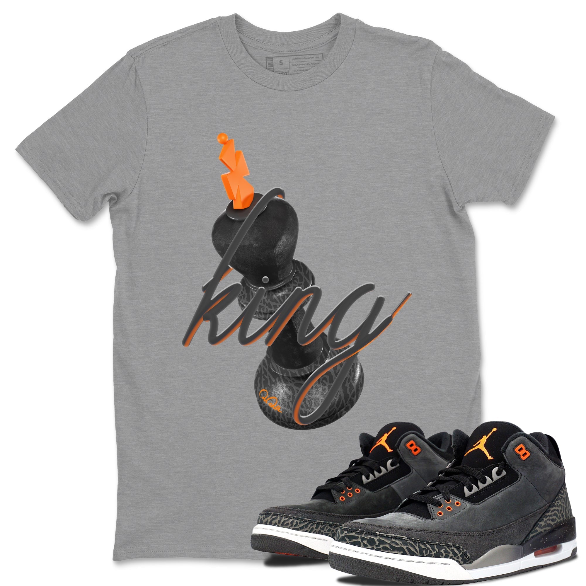 Air Jordan 3 Fear shirt to match jordans 3D King sneaker tees AJ3 Fear Drip Gear Zone Unisex Heather Grey 1 T-Shirt