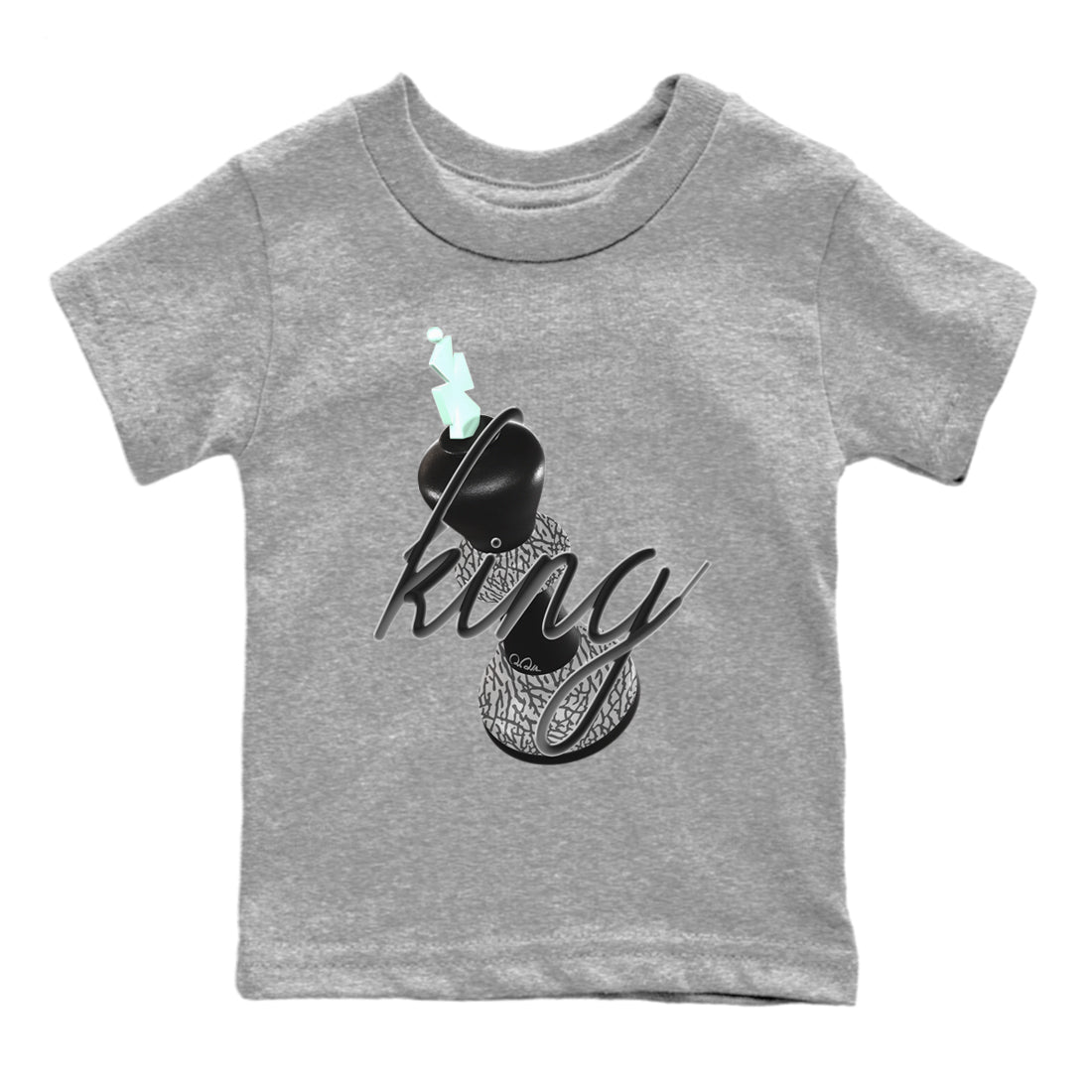 3s Green Glow shirt to match jordans 3D King sneaker tees Air Jordan 3 Green Glow Drip Gear Zone baby toddler Heather Grey 2 cotton Shirt