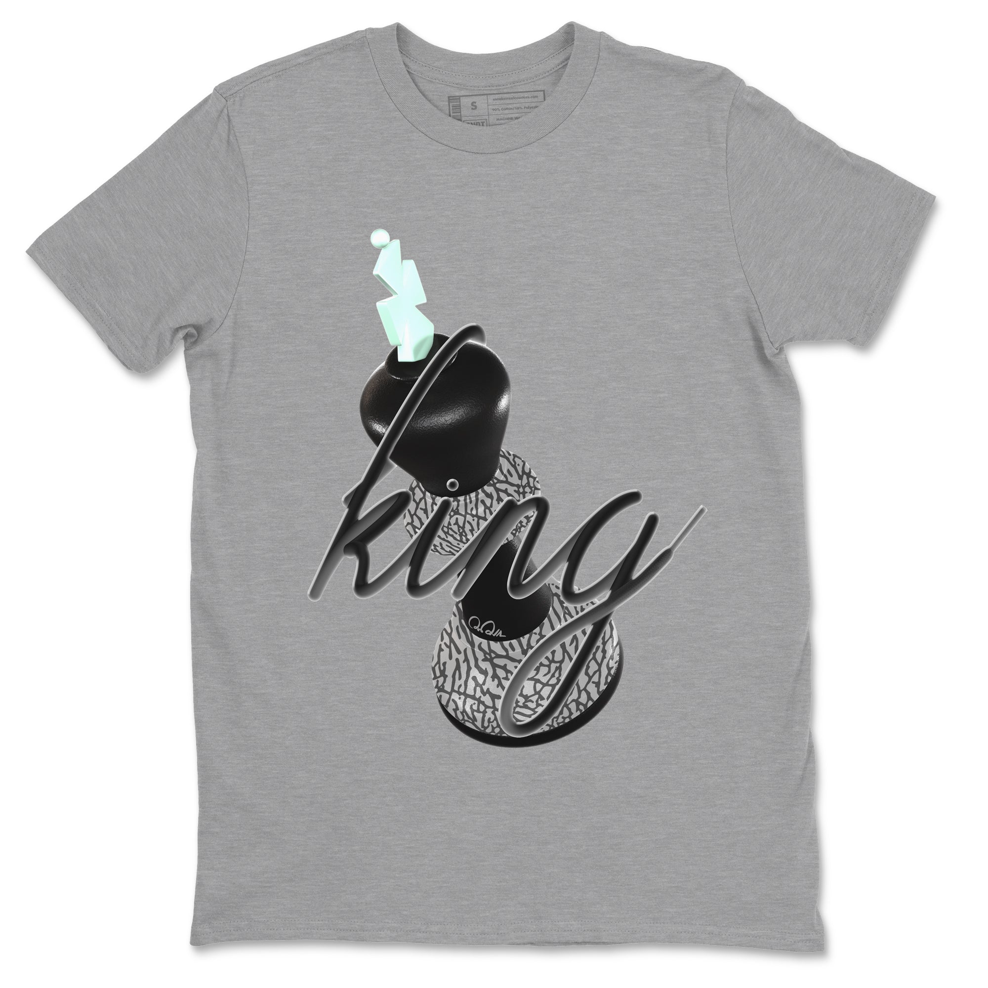 3s Green Glow shirt to match jordans 3D King sneaker tees Air Jordan 3 Green Glow Drip Gear Zone unisex cotton Heather Grey 2 crew neck shirt