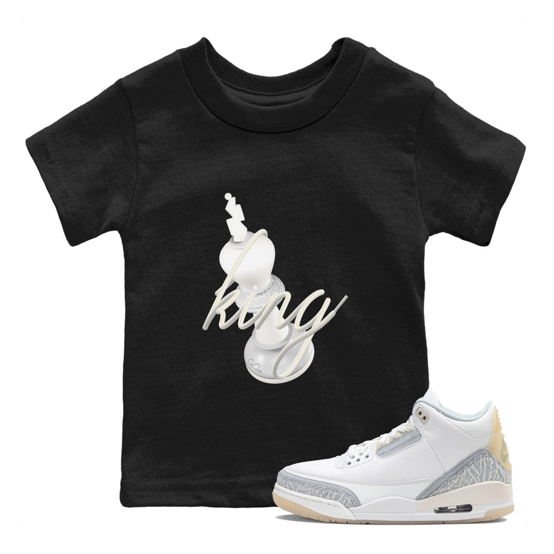 3s Ivory shirt to match jordans 3D King sneaker tees Air Jordan 3 Ivory Drip Gear Zone baby toddler Black 1 cotton Shirt