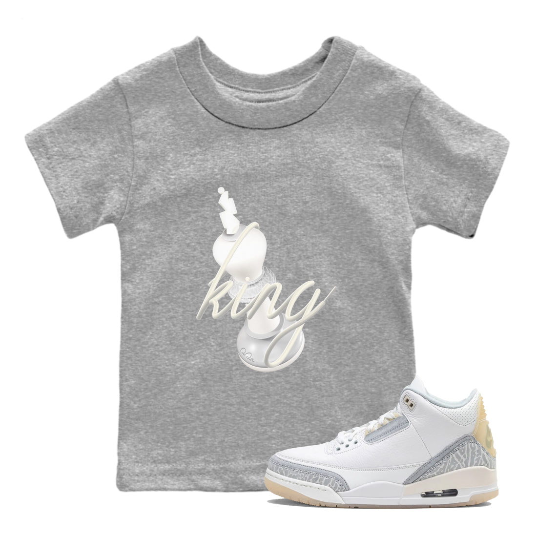 3s Ivory shirt to match jordans 3D King sneaker tees Air Jordan 3 Ivory Drip Gear Zone baby toddler Heather Grey 1 cotton Shirt