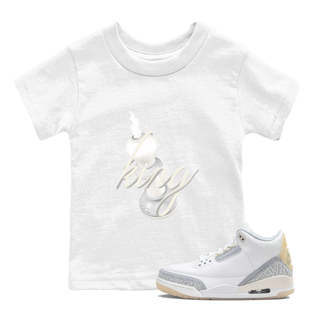 3s Ivory shirt to match jordans 3D King sneaker tees Air Jordan 3 Ivory Drip Gear Zone baby toddler White 1 cotton Shirt