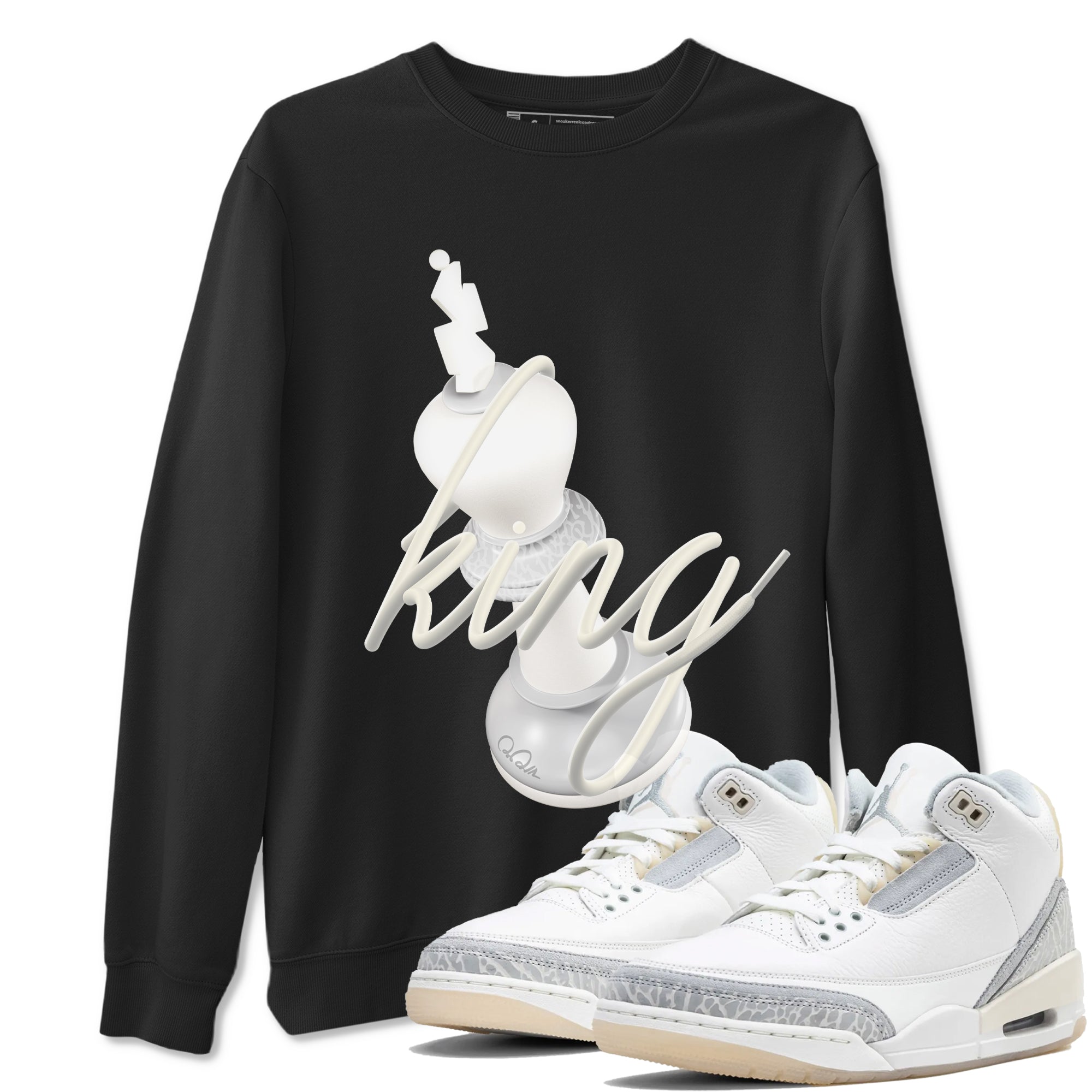3s Ivory shirt to match jordans 3D King sneaker tees Air Jordan 3 Ivory Drip Gear Zone unisex cotton Black 1 crew neck shirt