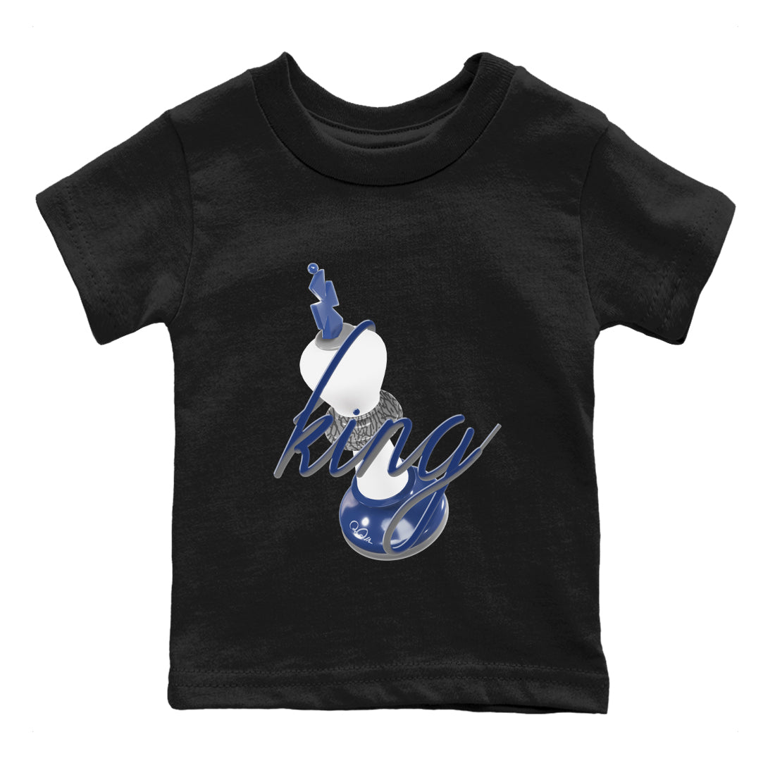 3s Midnight Navy shirt to match jordans 3D King sneaker match t-shirt AJ3 Midnight Navy Drip Gear Zone baby toddler Black 2 Crew Neck T-Shirt