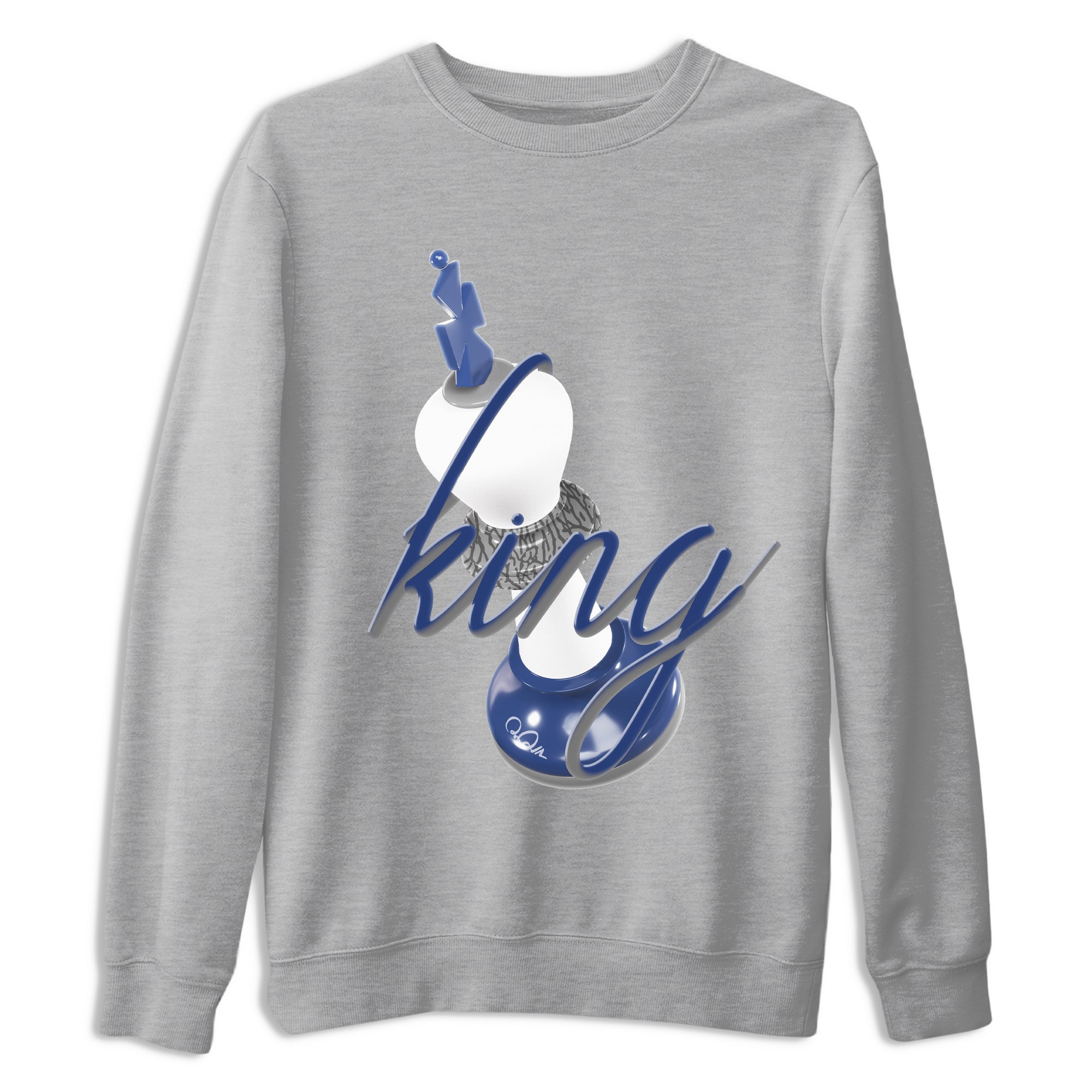 3s Midnight Navy shirt to match jordans 3D King sneaker match t-shirt AJ3 Midnight Navy Drip Gear Zone unisex cotton Heather Grey 2 Crew Neck T-Shirt