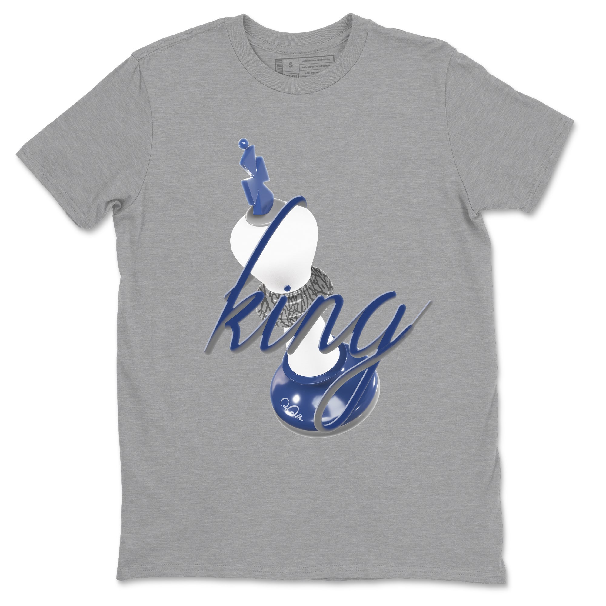 3s Midnight Navy shirt to match jordans 3D King sneaker match t-shirt AJ3 Midnight Navy Drip Gear Zone unisex cotton Heather Grey 2 Crew Neck T-Shirt