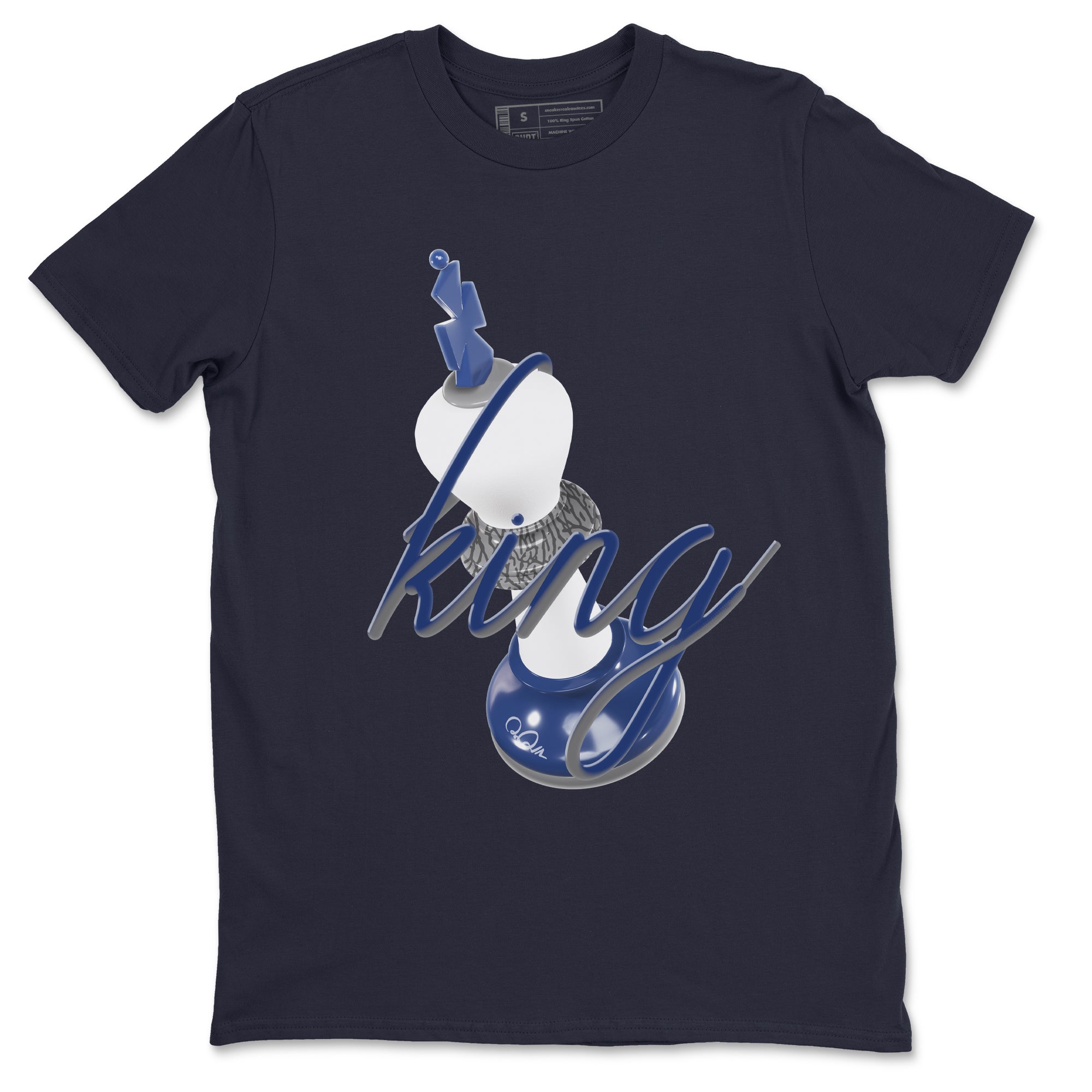 3s Midnight Navy shirt to match jordans 3D King sneaker match t-shirt AJ3 Midnight Navy Drip Gear Zone unisex cotton Navy 2 Crew Neck T-Shirt