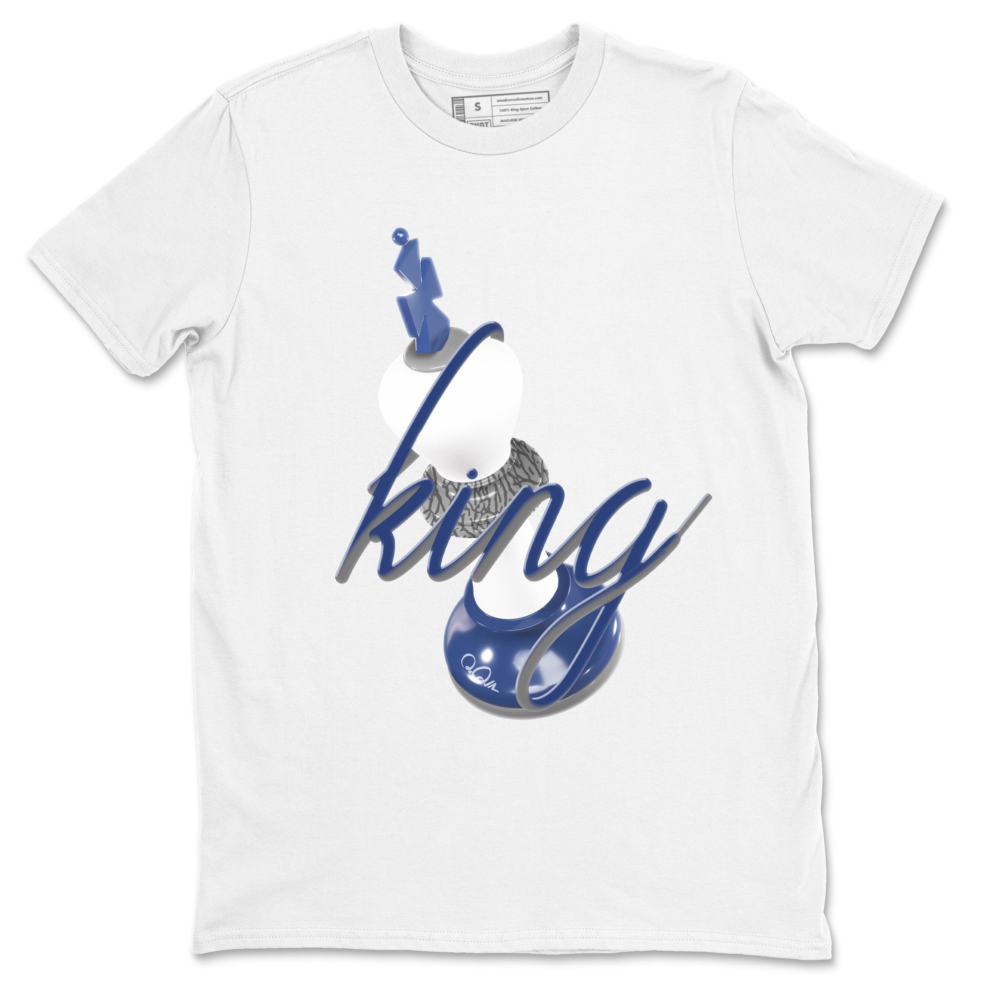 3s Midnight Navy shirt to match jordans 3D King sneaker match t-shirt AJ3 Midnight Navy Drip Gear Zone unisex cotton White 2 Crew Neck T-Shirt