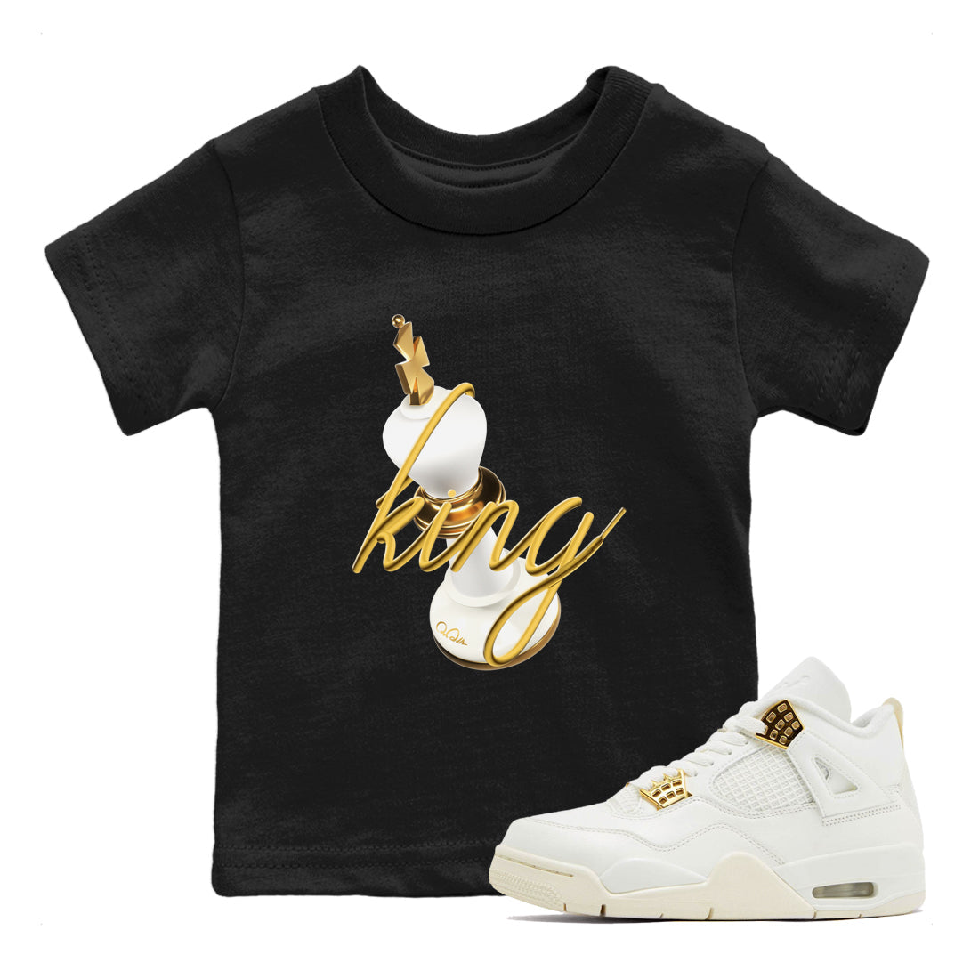 4s Sail 2024 shirt to match jordans 3D King sneaker tees Air Jordan 4 Sail 2024 Drip Gear Zone baby toddler Black 1 cotton Shirt