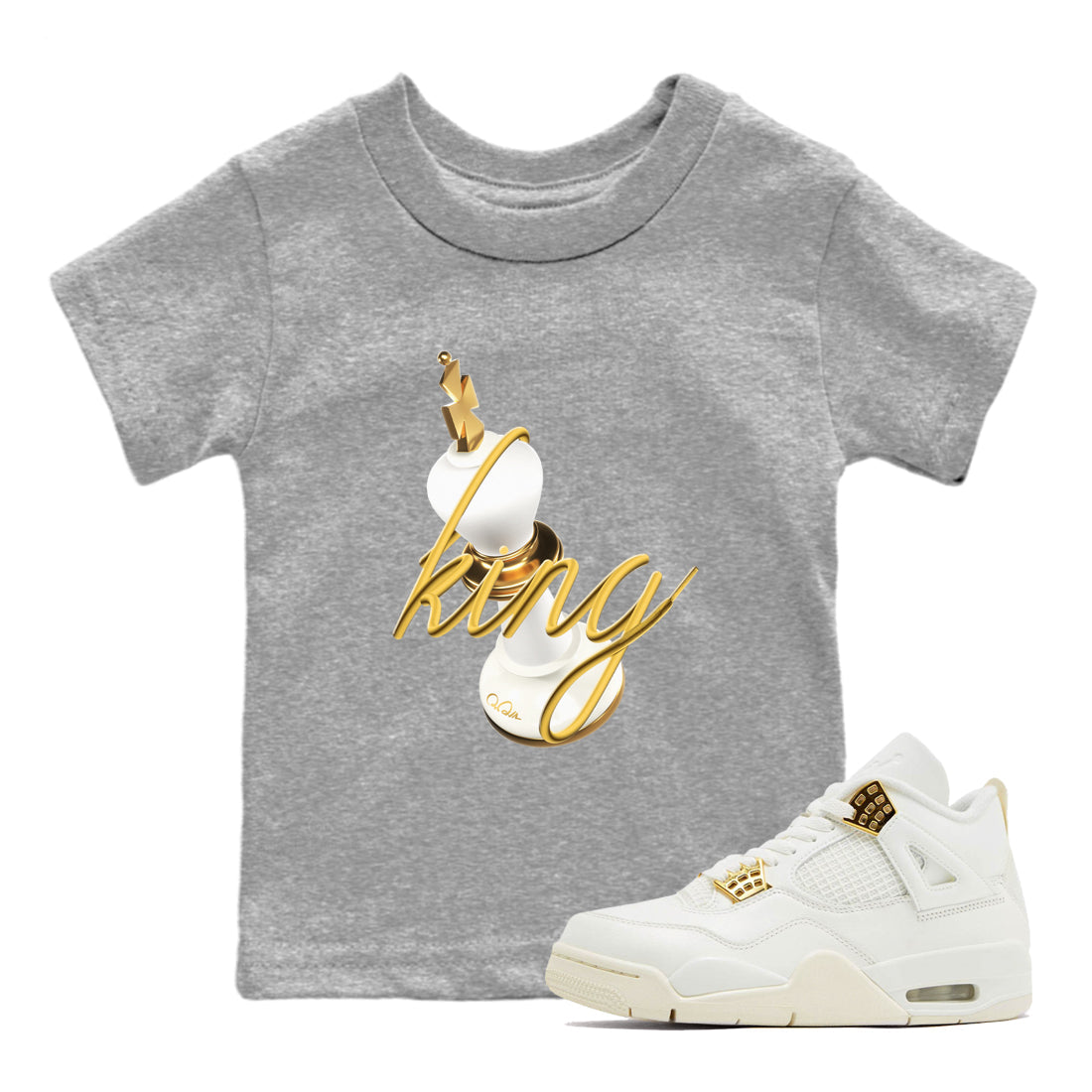 4s Sail 2024 shirt to match jordans 3D King sneaker tees Air Jordan 4 Sail 2024 Drip Gear Zone baby toddler Heather Grey 1 cotton Shirt