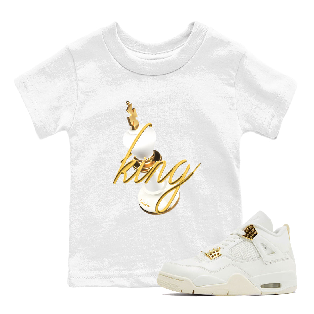 4s Sail 2024 shirt to match jordans 3D King sneaker tees Air Jordan 4 Sail 2024 Drip Gear Zone baby toddler White 1 cotton Shirt