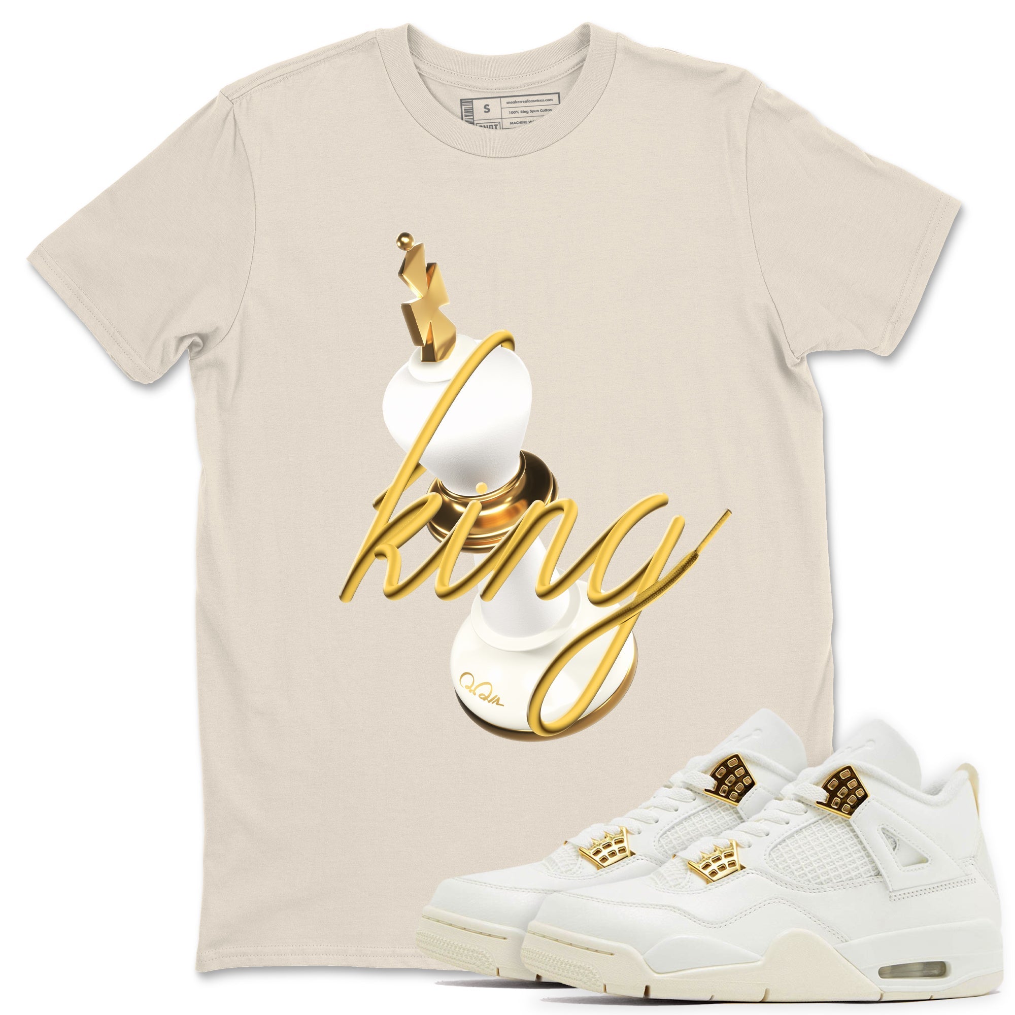 4s Sail 2024 shirt to match jordans 3D King sneaker tees Air Jordan 4 Sail 2024 Drip Gear Zone unisex cotton Natural 1 crew neck shirt
