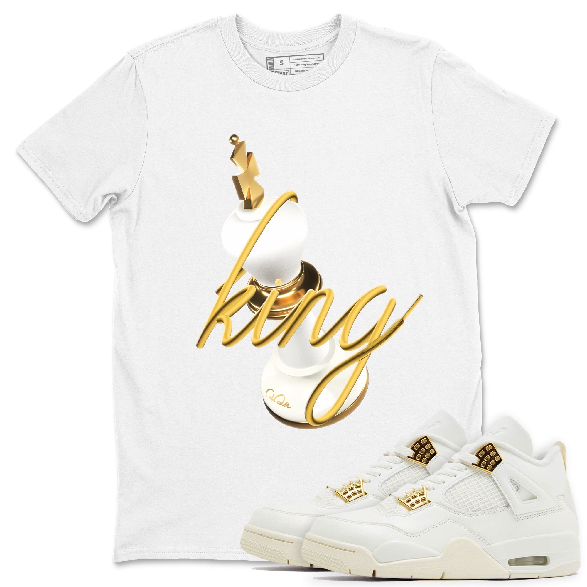 4s Sail 2024 shirt to match jordans 3D King sneaker tees Air Jordan 4 Sail 2024 Drip Gear Zone unisex cotton White 1 crew neck shirt