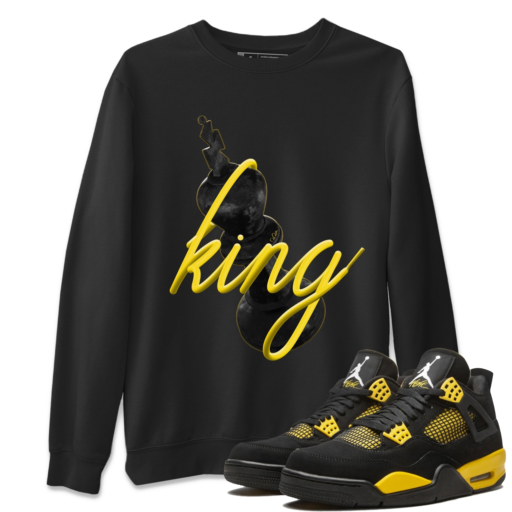 Air Jordan 4 Thunder Sneaker Match Tees 3D King Streetwear Sneaker Shirt AJ4 Thunder Jumpman Sneaker Release Tees Unisex Shirts Black 1