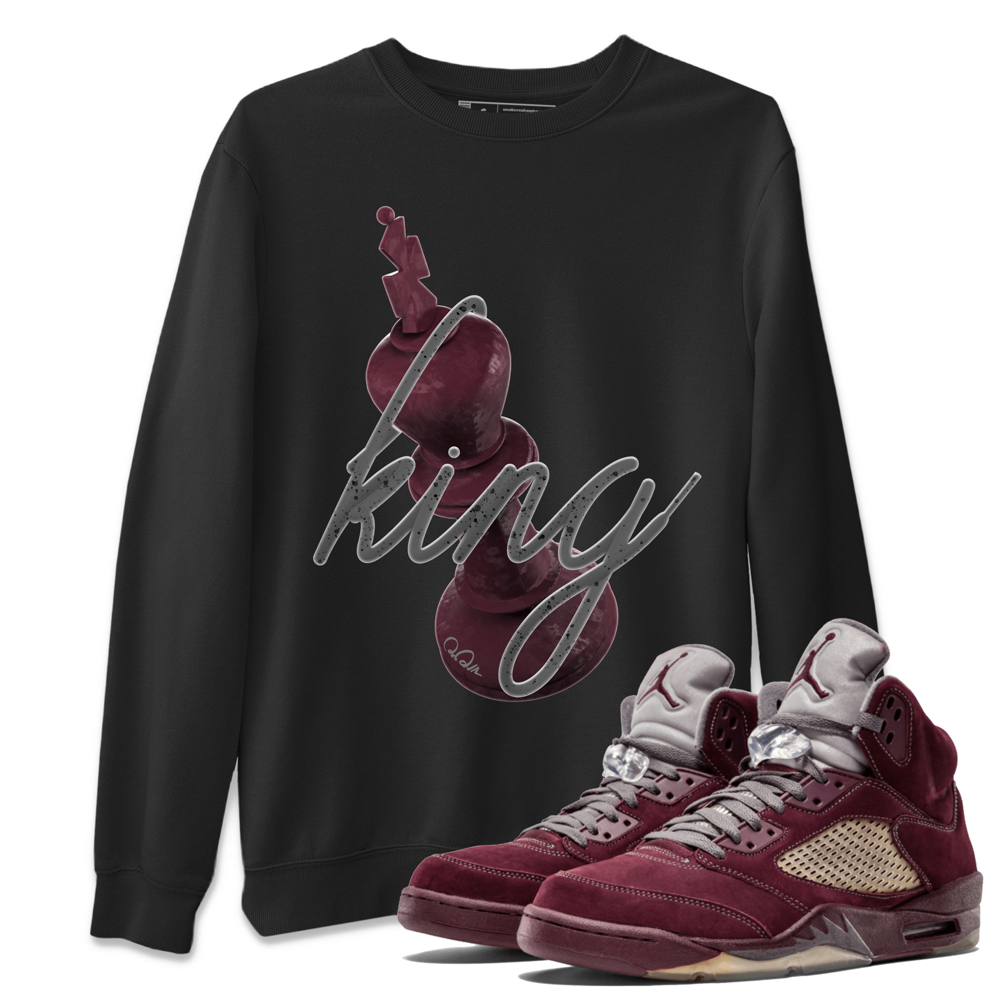 Air Jordan 5 Burgundy Sneaker Match Tees 3D King Streetwear Sneaker Shirt AJ5 Burgundy Sneaker Release Tees Unisex Shirts Black 1