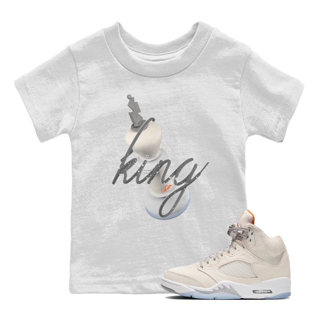 Air Jordan 5 Craft Sneaker Match Tees 3D King Streetwear Sneaker Shirt AJ5 SE Craft Sneaker Release Tees Kids Shirts White 1