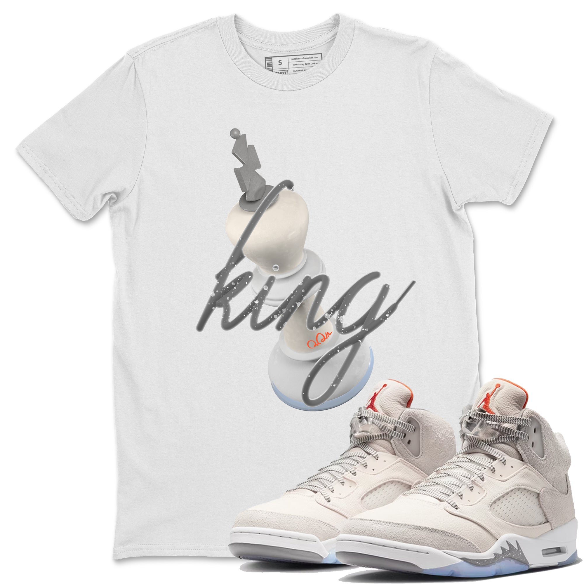 Air Jordan 5 Craft Sneaker Match Tees 3D King Streetwear Sneaker Shirt AJ5 SE Craft Sneaker Release Tees Unisex Shirts White 1