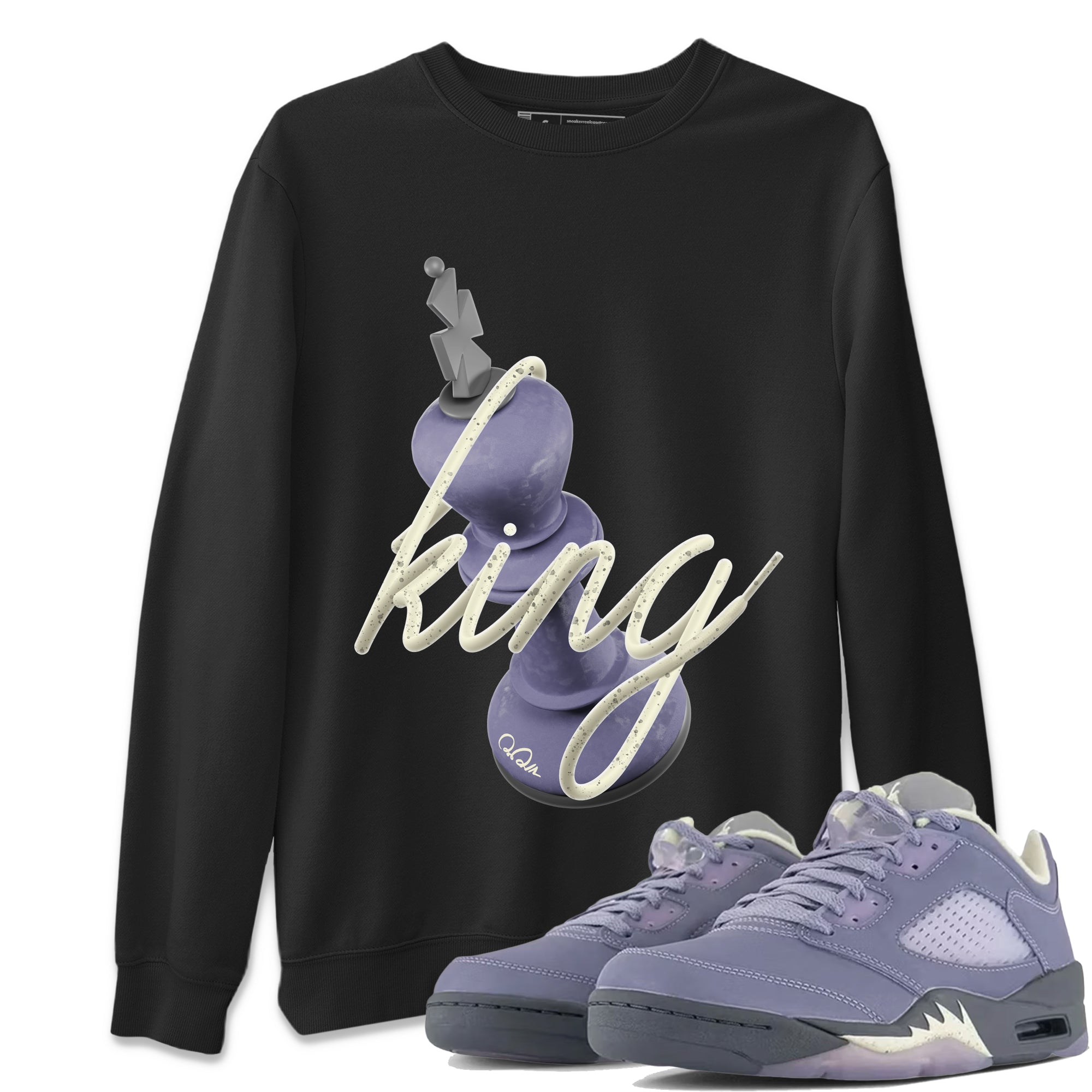 Air Jordan 5 Indigo Haze Sneaker Match Tees 3D King Streetwear Sneaker Shirt AJ5 Indigo Haze Sneaker Release Tees Unisex Shirts Black 1