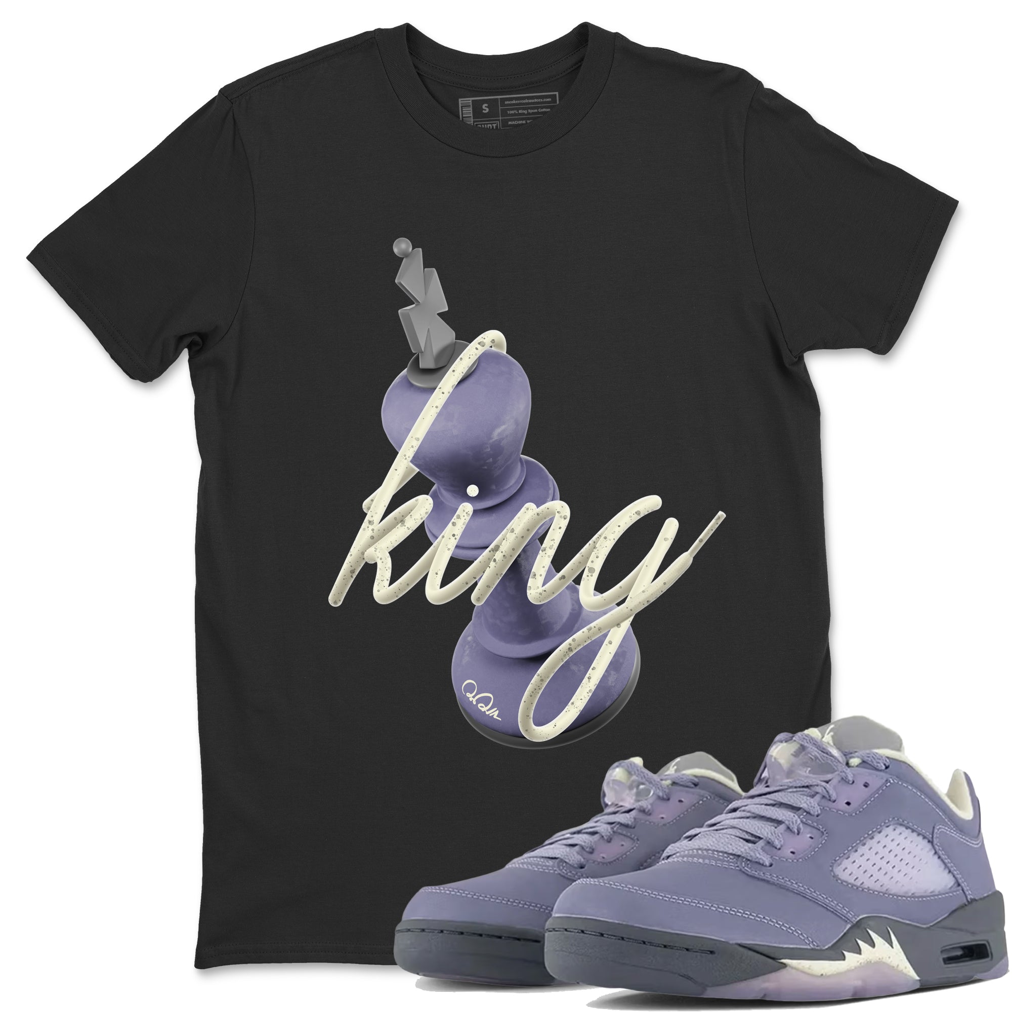 Air Jordan 5 Indigo Haze Sneaker Match Tees 3D King Streetwear Sneaker Shirt AJ5 Indigo Haze Sneaker Release Tees Unisex Shirts Black 1
