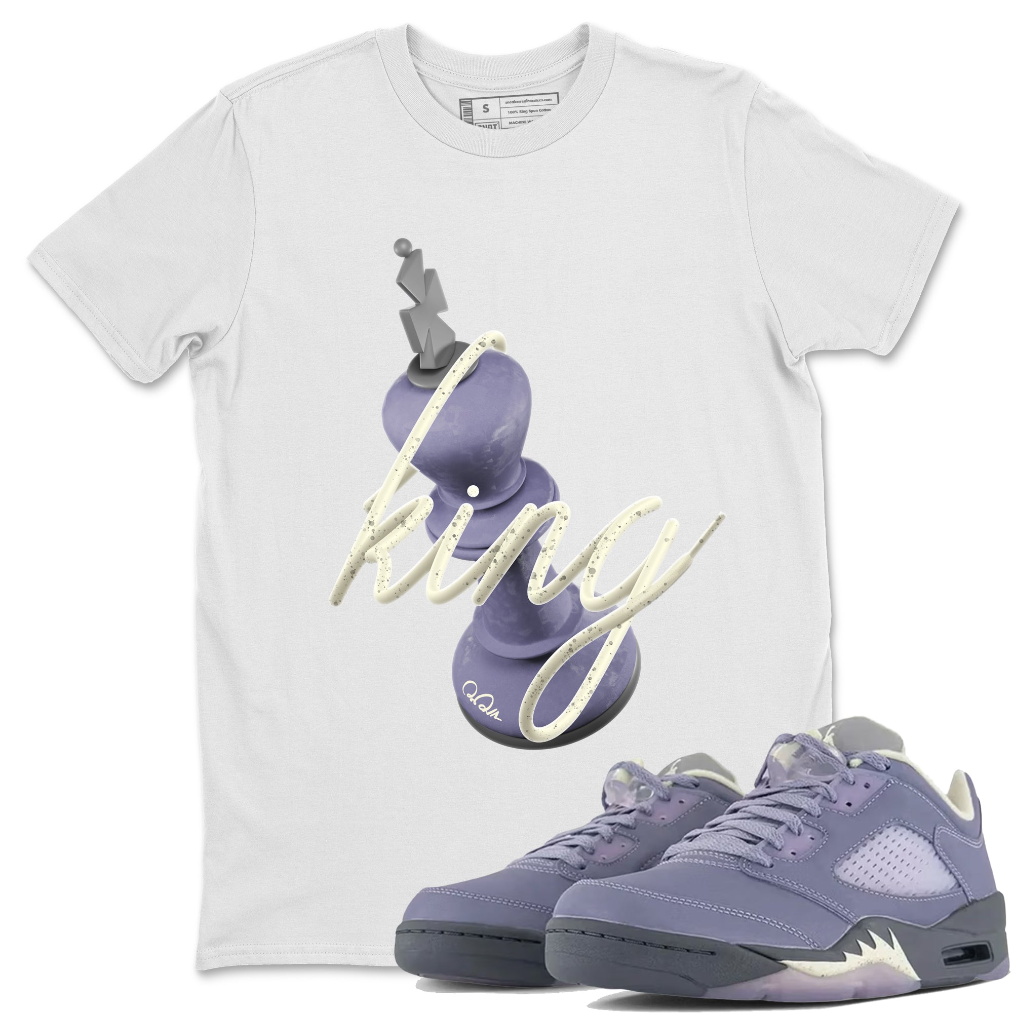 Air Jordan 5 Indigo Haze Sneaker Match Tees 3D King Streetwear Sneaker Shirt AJ5 Indigo Haze Sneaker Release Tees Unisex Shirts White 1