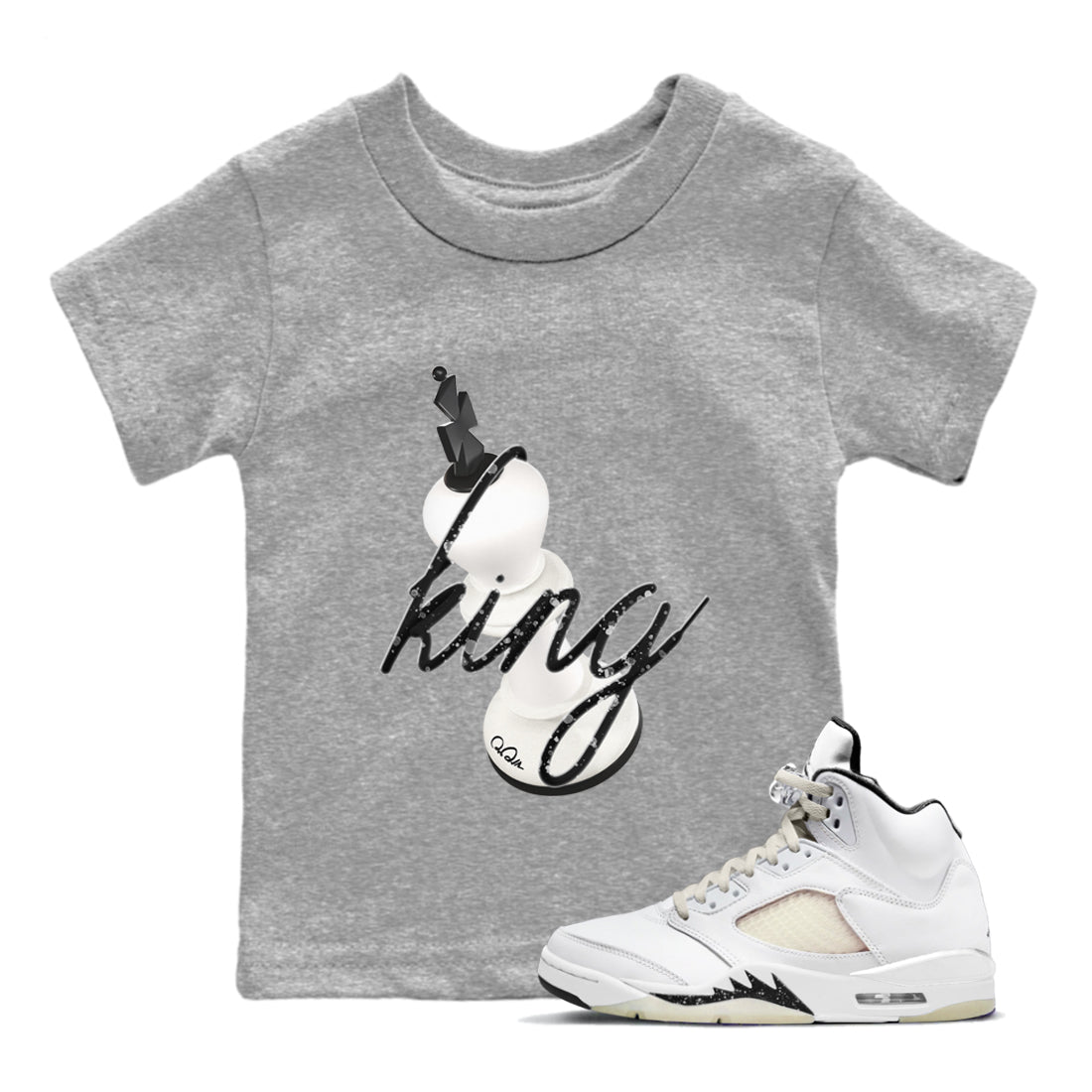 5s Sail shirt to match jordans 3D King sneaker tees Air Jordan 5 Sail Drip Gear Zone baby toddler Heather Grey 1 cotton Shirt