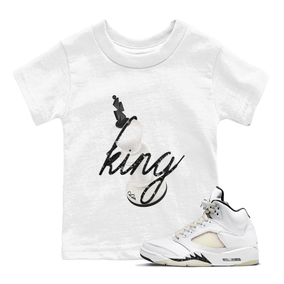 5s Sail shirt to match jordans 3D King sneaker tees Air Jordan 5 Sail Drip Gear Zone baby toddler White 1 cotton Shirt
