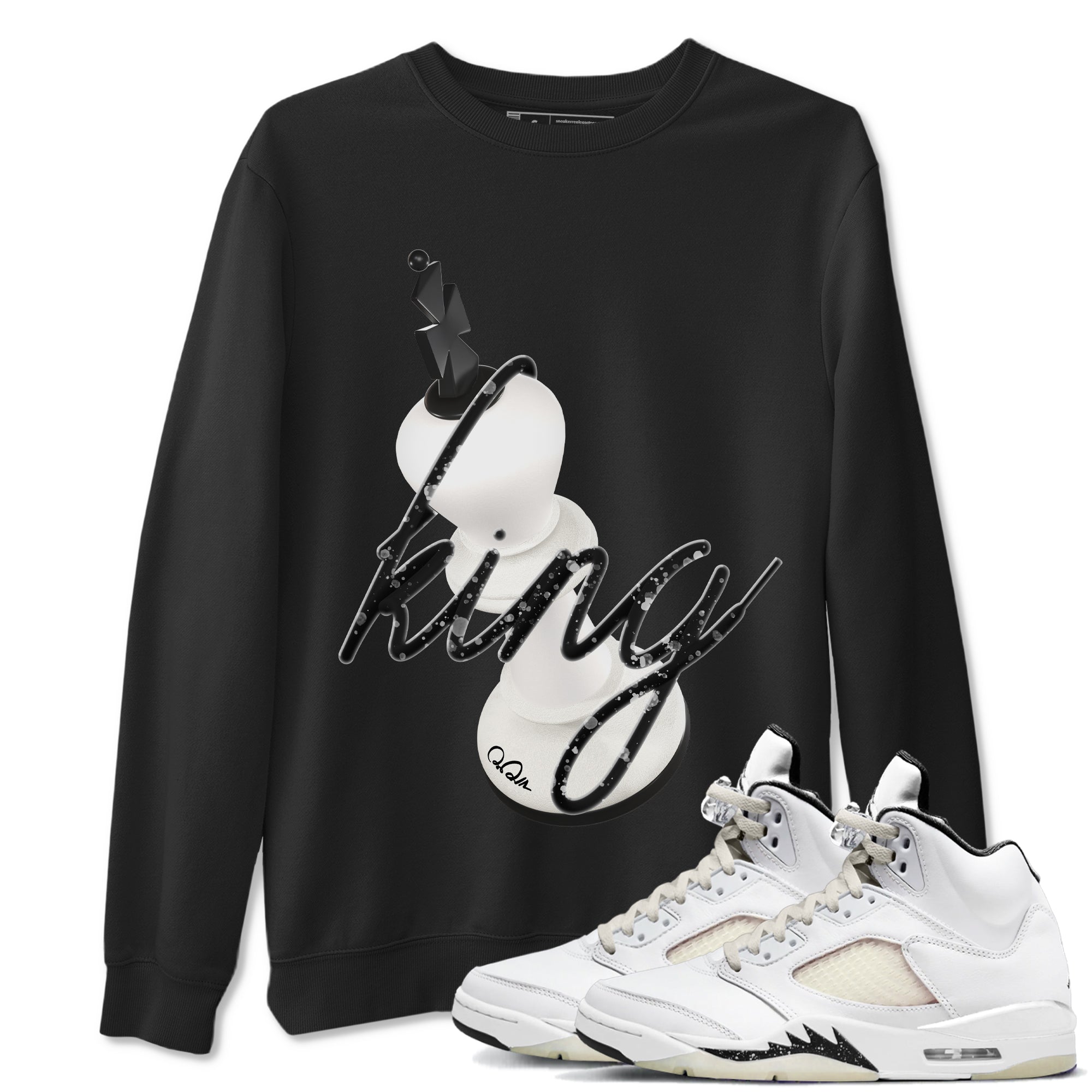 5s Sail shirt to match jordans 3D King sneaker tees Air Jordan 5 Sail Drip Gear Zone unisex cotton Black 1 crew neck shirt